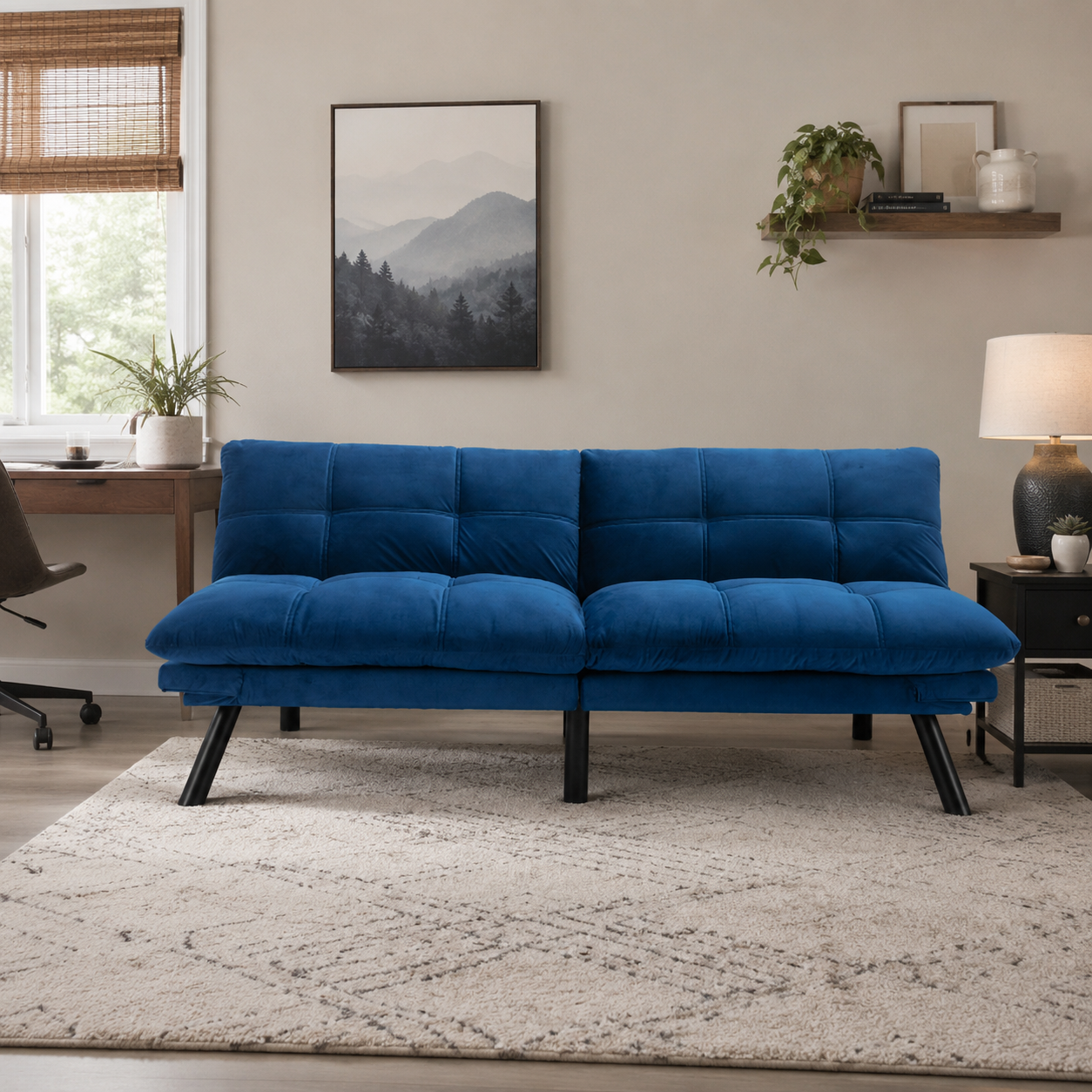 Carmel 70" Upholstered Convertible Futon Sofa Bed with Adjustable Backrest and Armrests