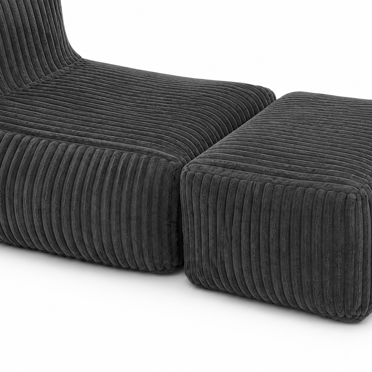 Stonebrook 63" Corduroy Modular Floor Lounger Chair with Ottoman