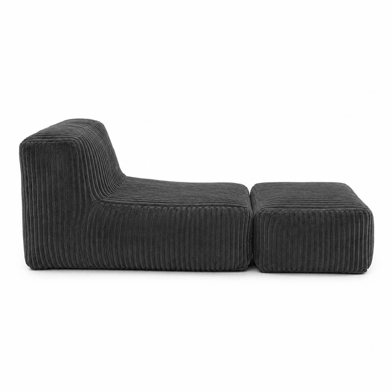 Stonebrook 63" Corduroy Modular Floor Lounger Chair with Ottoman