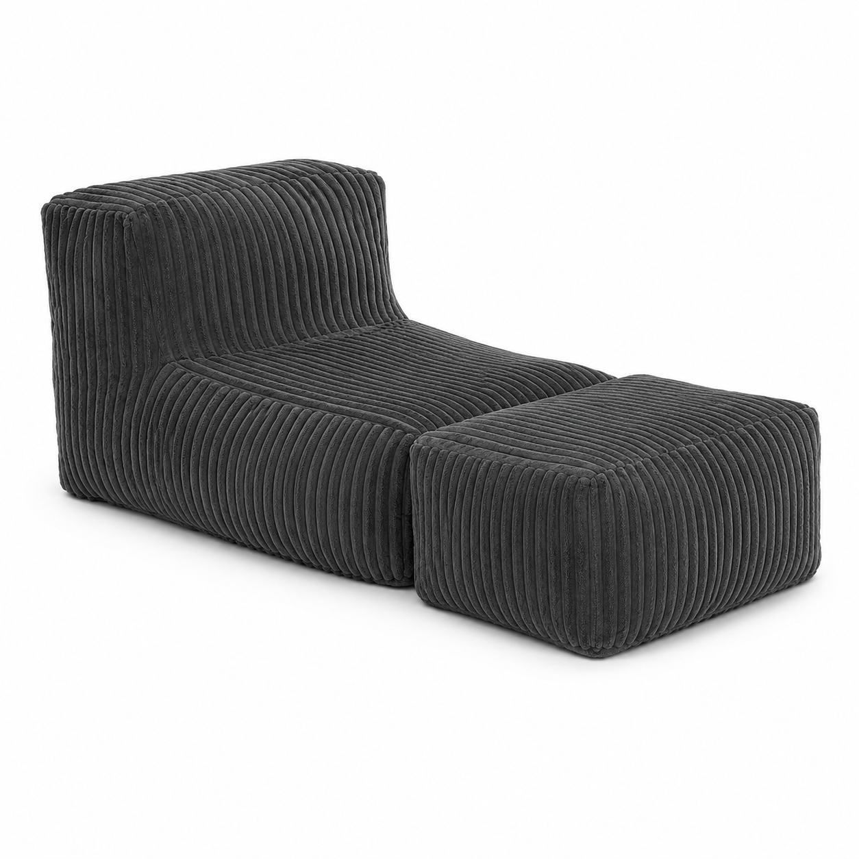 Stonebrook 63" Corduroy Modular Floor Lounger Chair with Ottoman