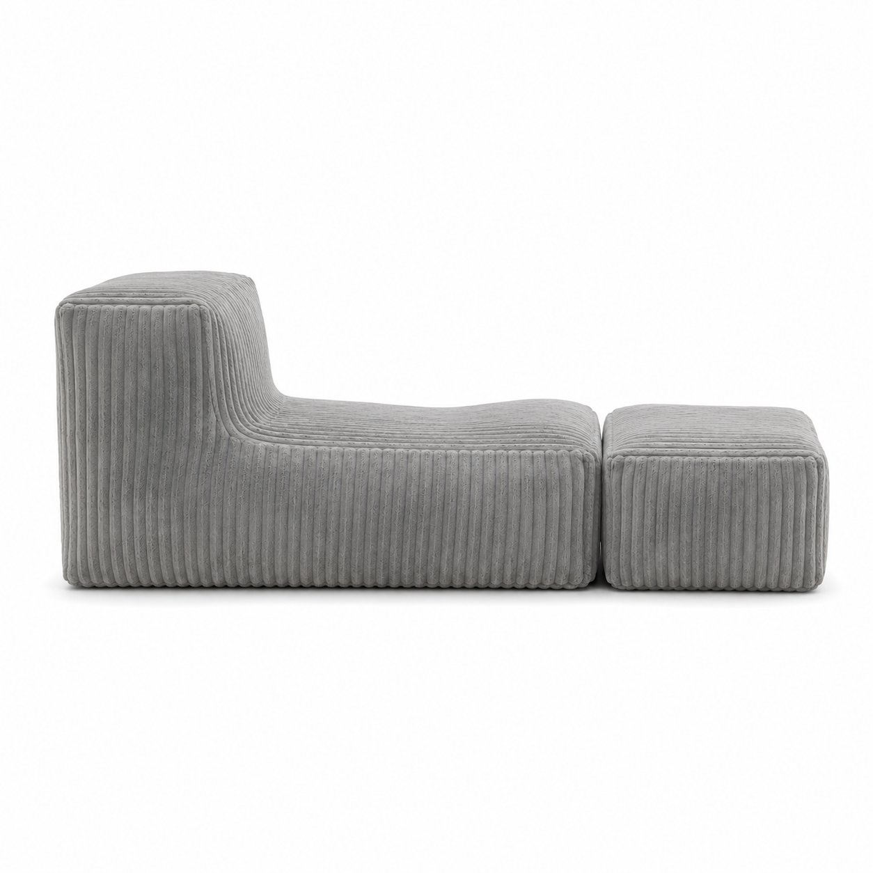 Stonebrook 63" Corduroy Modular Floor Lounger Chair with Ottoman