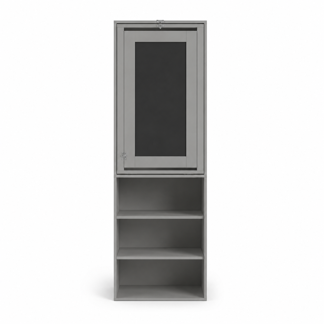 Aero Wall-Mounted Fold-Out Desk with Chalkboard Panel and 8 Open Shelves