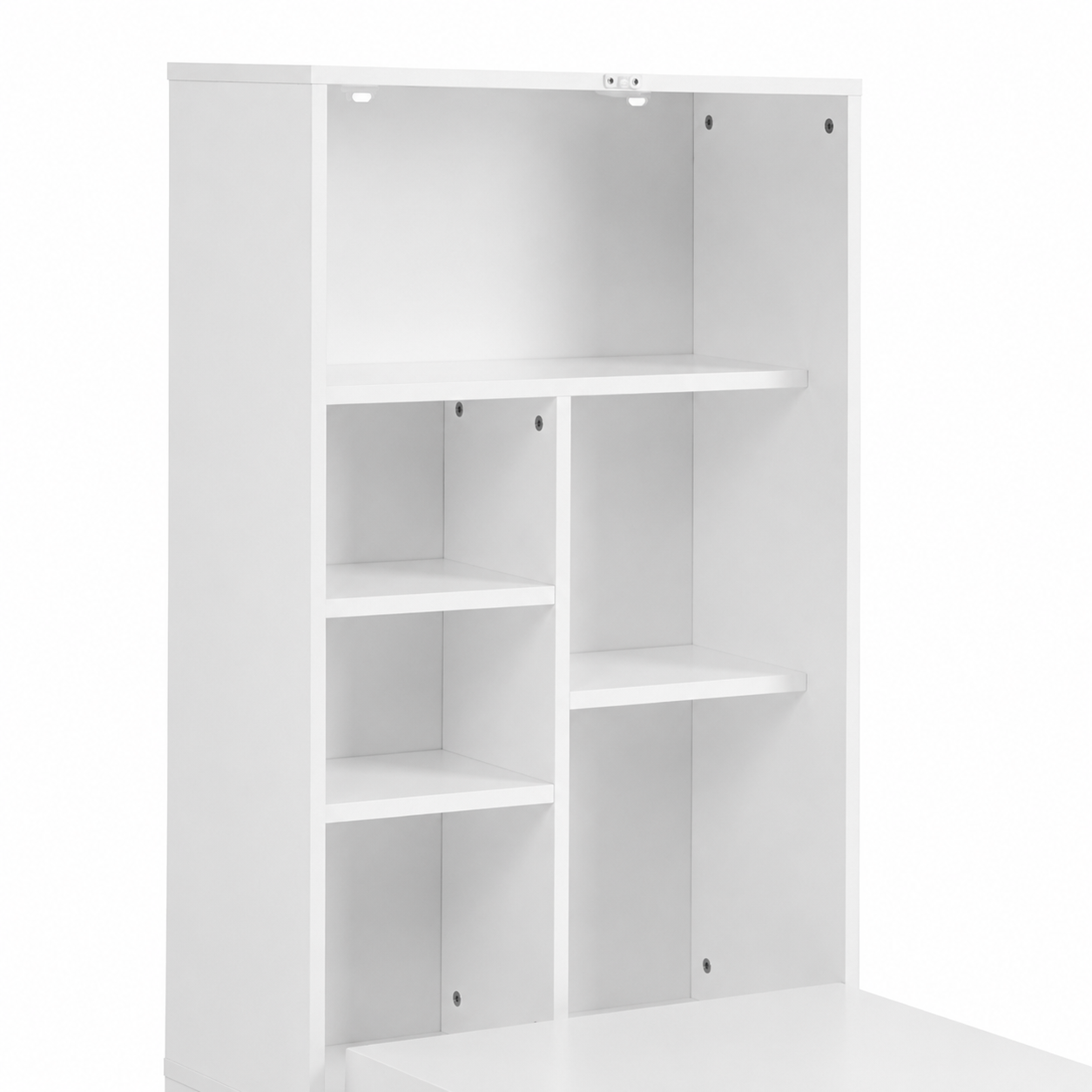 Aero Wall-Mounted Fold-Out Desk with Chalkboard Panel and 8 Open Shelves