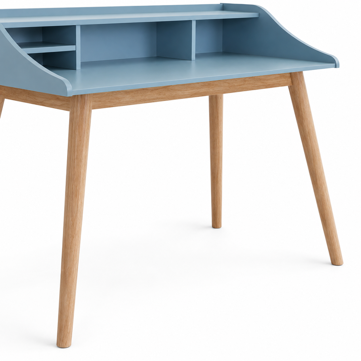Vantaa 43" Mid-Century Writing Desk with Open Hutch