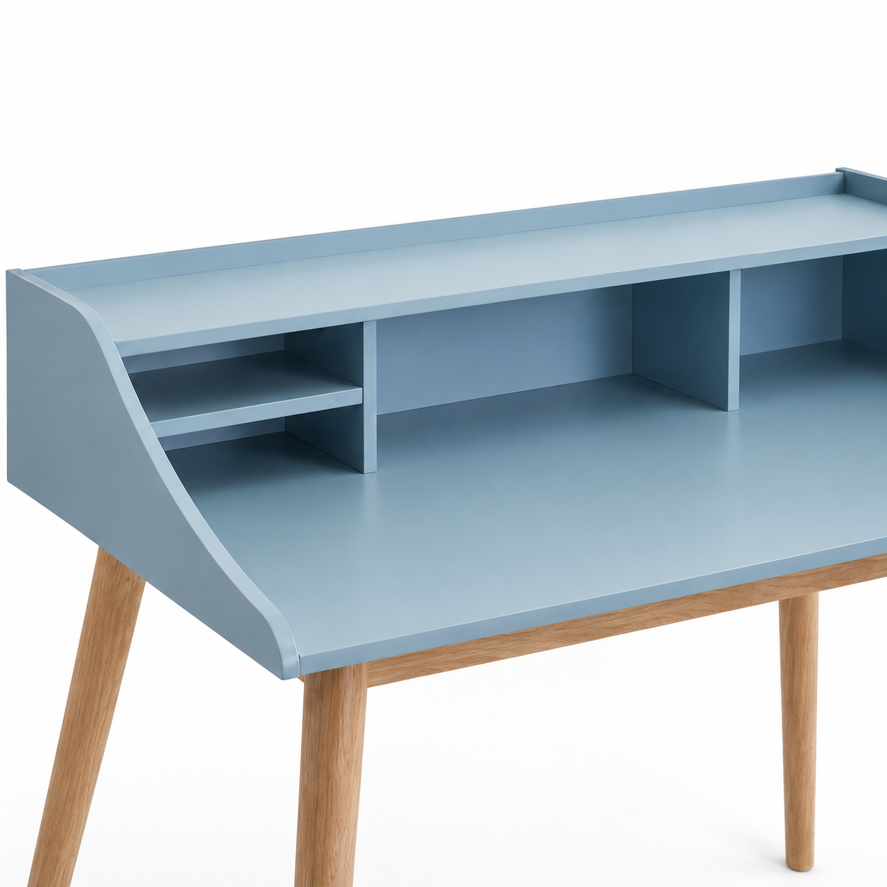 Vantaa 43" Mid-Century Writing Desk with Open Hutch