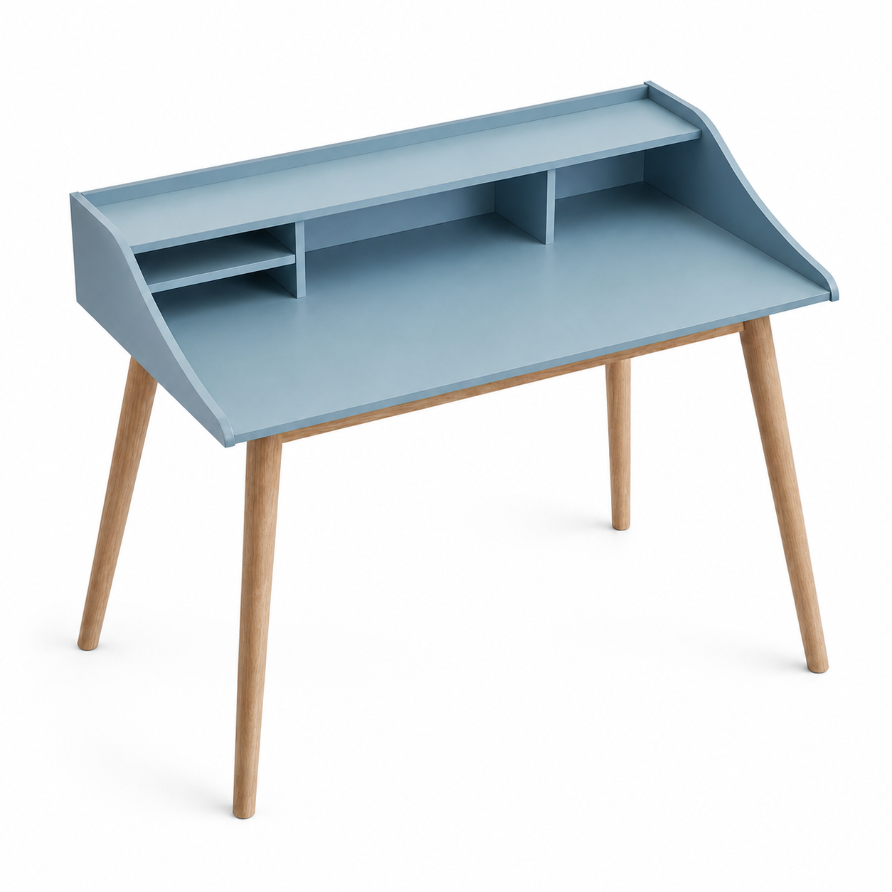Vantaa 43" Mid-Century Writing Desk with Open Hutch