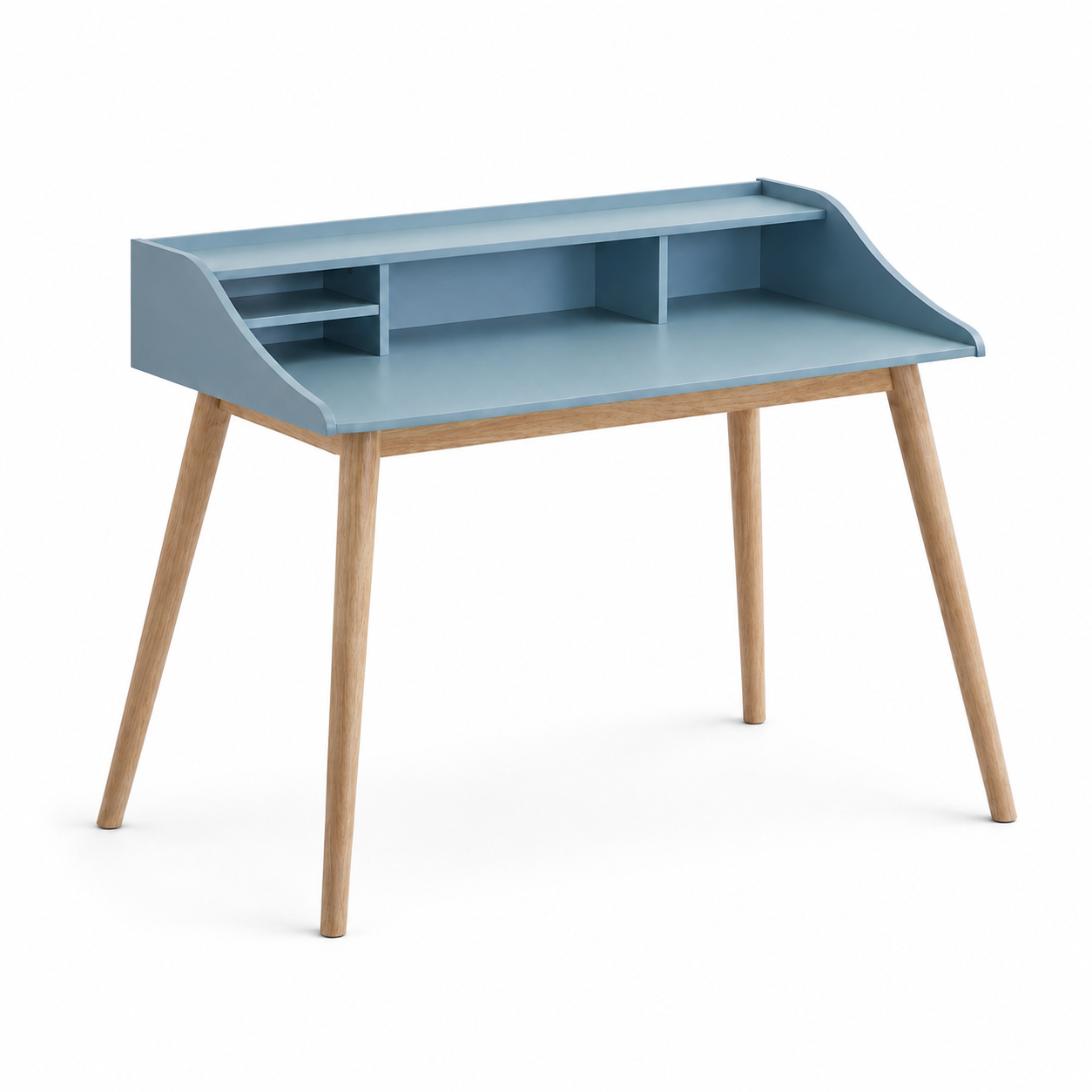 Vantaa 43" Mid-Century Writing Desk with Open Hutch