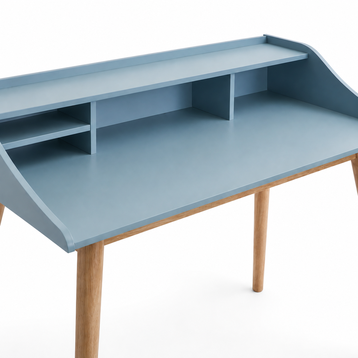 Vantaa 43" Mid-Century Writing Desk with Open Hutch