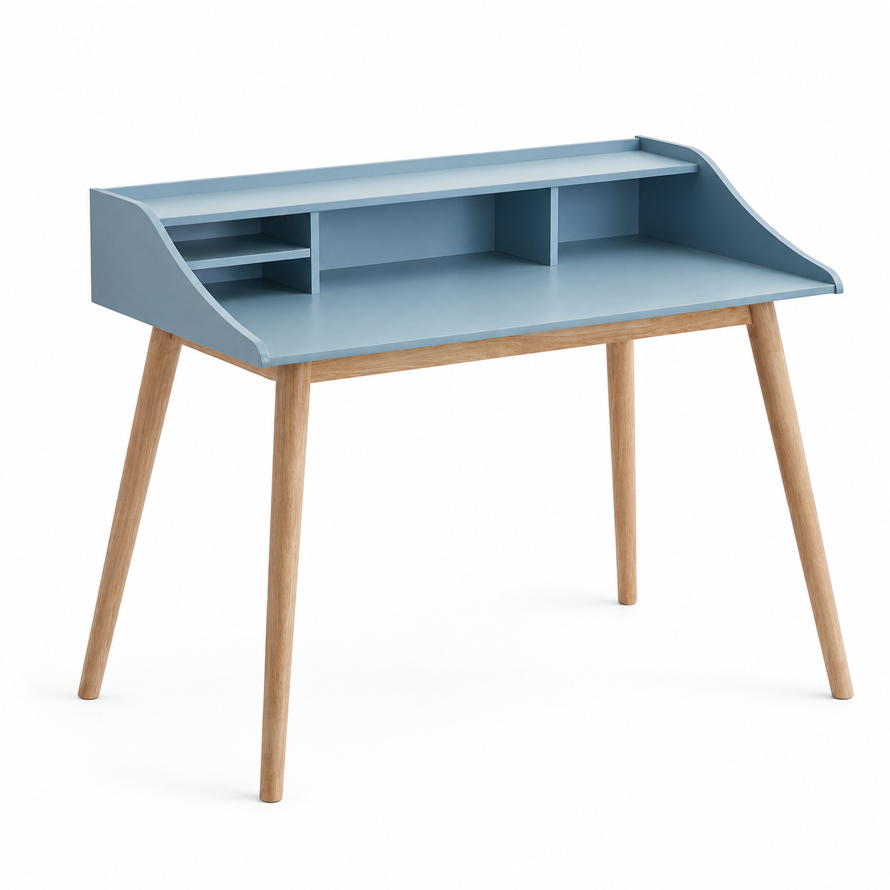Vantaa 43" Mid-Century Writing Desk with Open Hutch