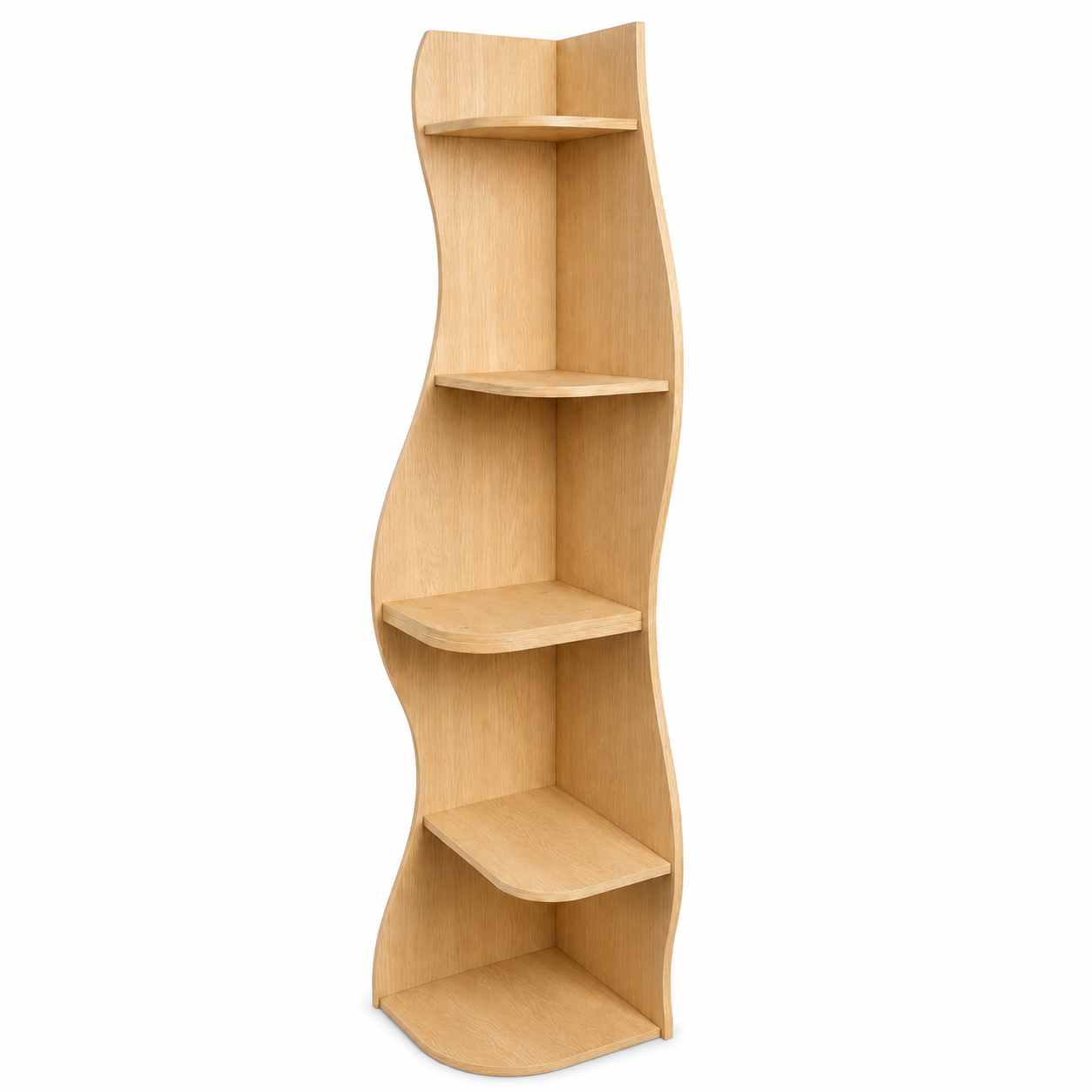 Eureka 63" 5-Tier Wavy Corner Shelf Bookcase