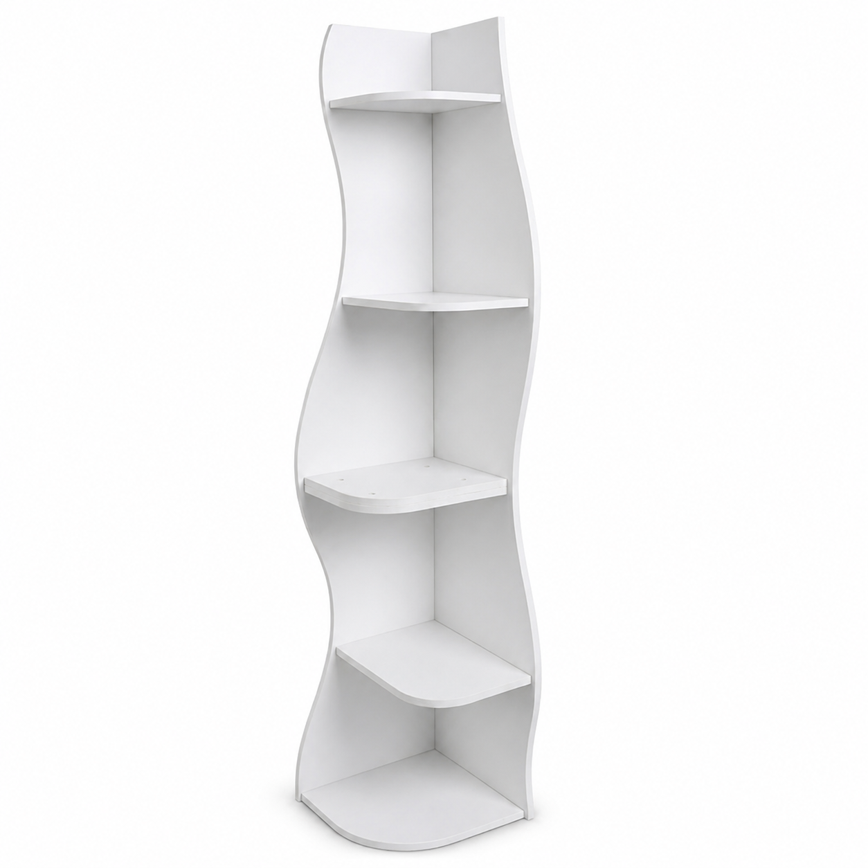 Eureka 63" 5-Tier Wavy Corner Shelf Bookcase