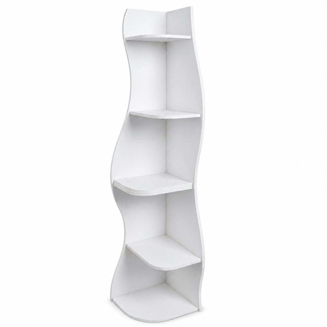 Eureka 63" 5-Tier Wavy Corner Shelf Bookcase