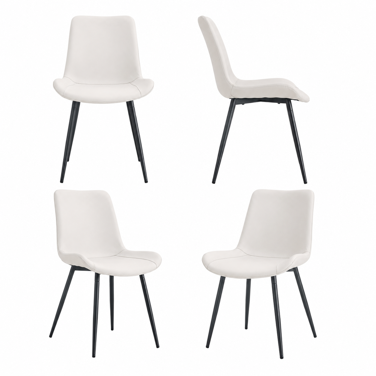 Amalfi Faux Leather Dining Chairs with Black Metal Legs Set of 4