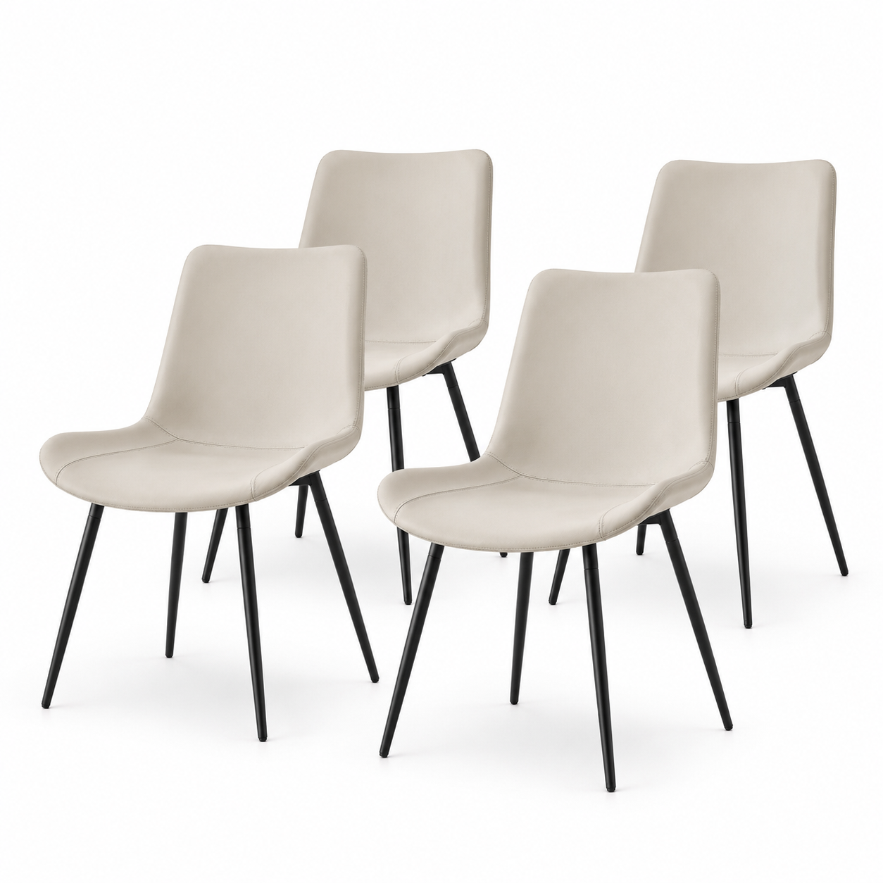Amalfi Faux Leather Dining Chairs with Black Metal Legs Set of 4