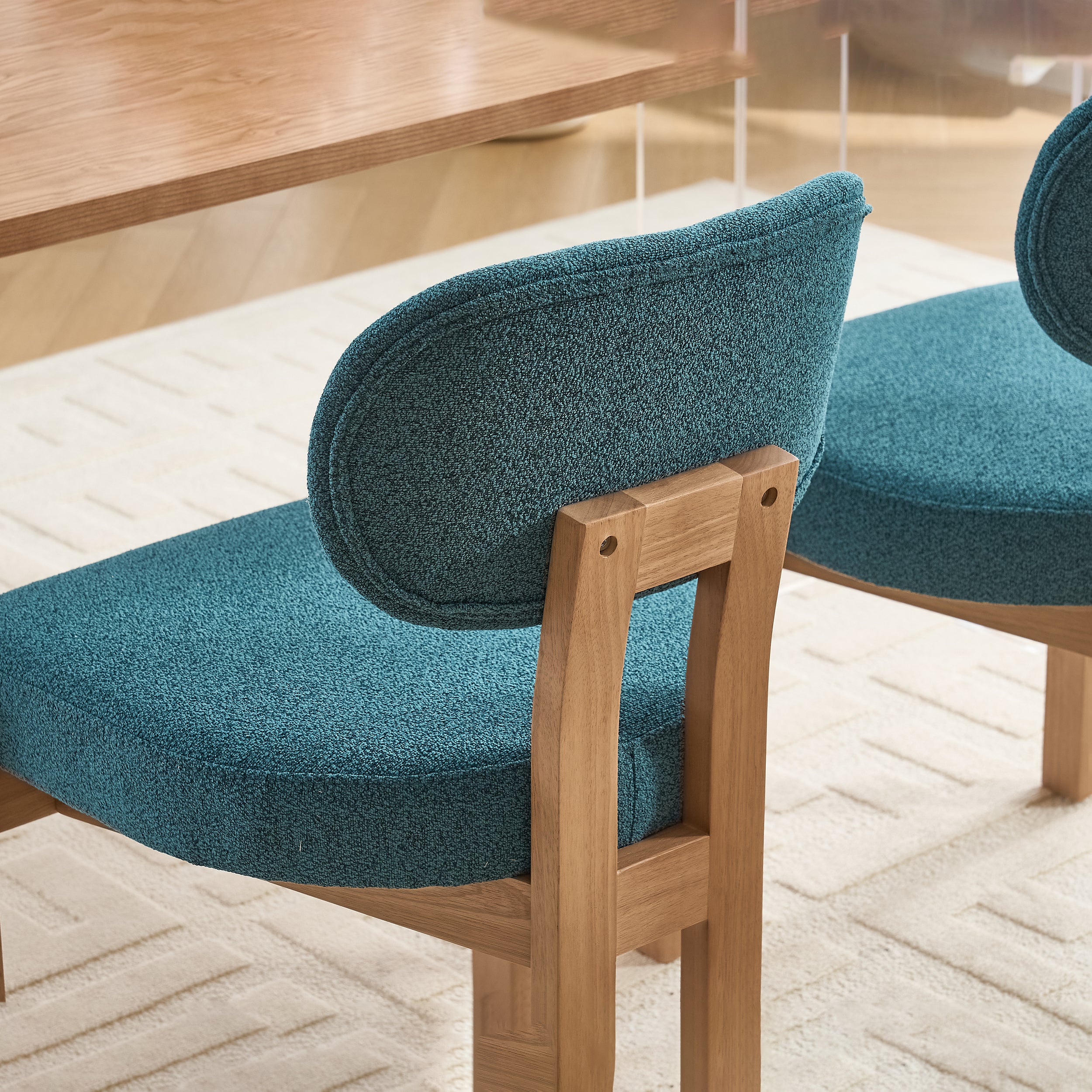 Michigan Farmhouse Upholstered Dining Chairs with Solid Rubberwood Legs Set of 2