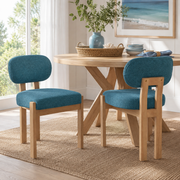 Michigan Farmhouse Upholstered Dining Chairs with Solid Rubberwood Legs Set of 2