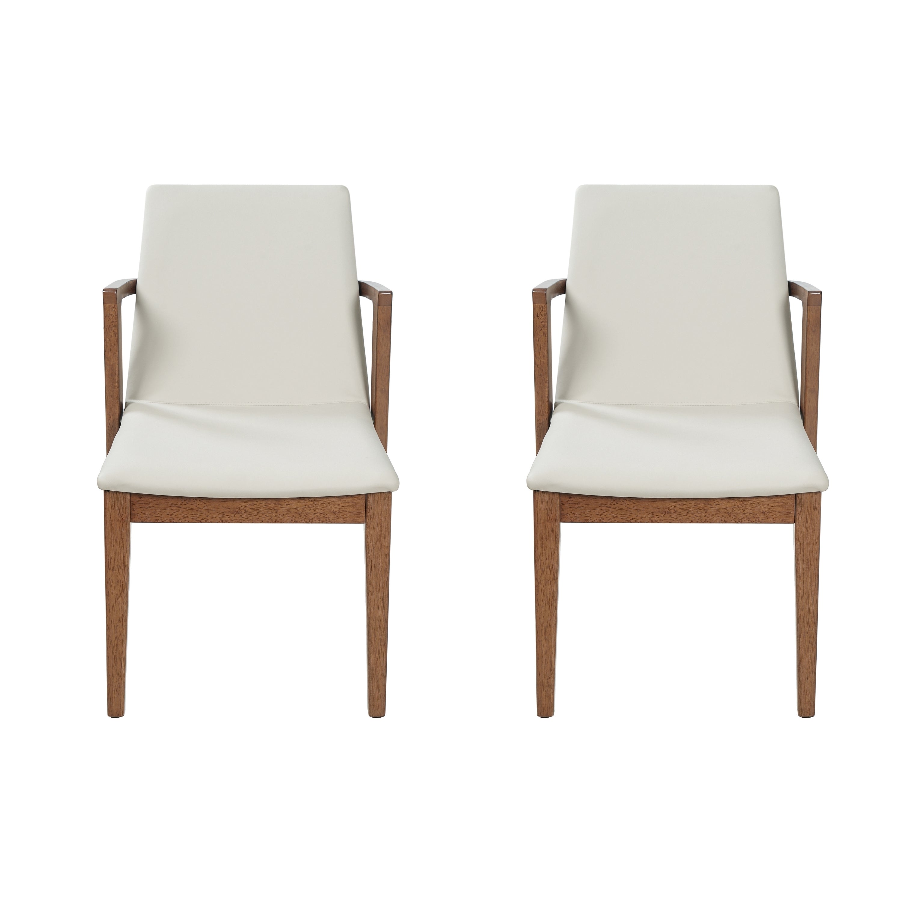 Isar Upholstered Dining Chairs with Solid Rubberwood Arm Frame Set of 2