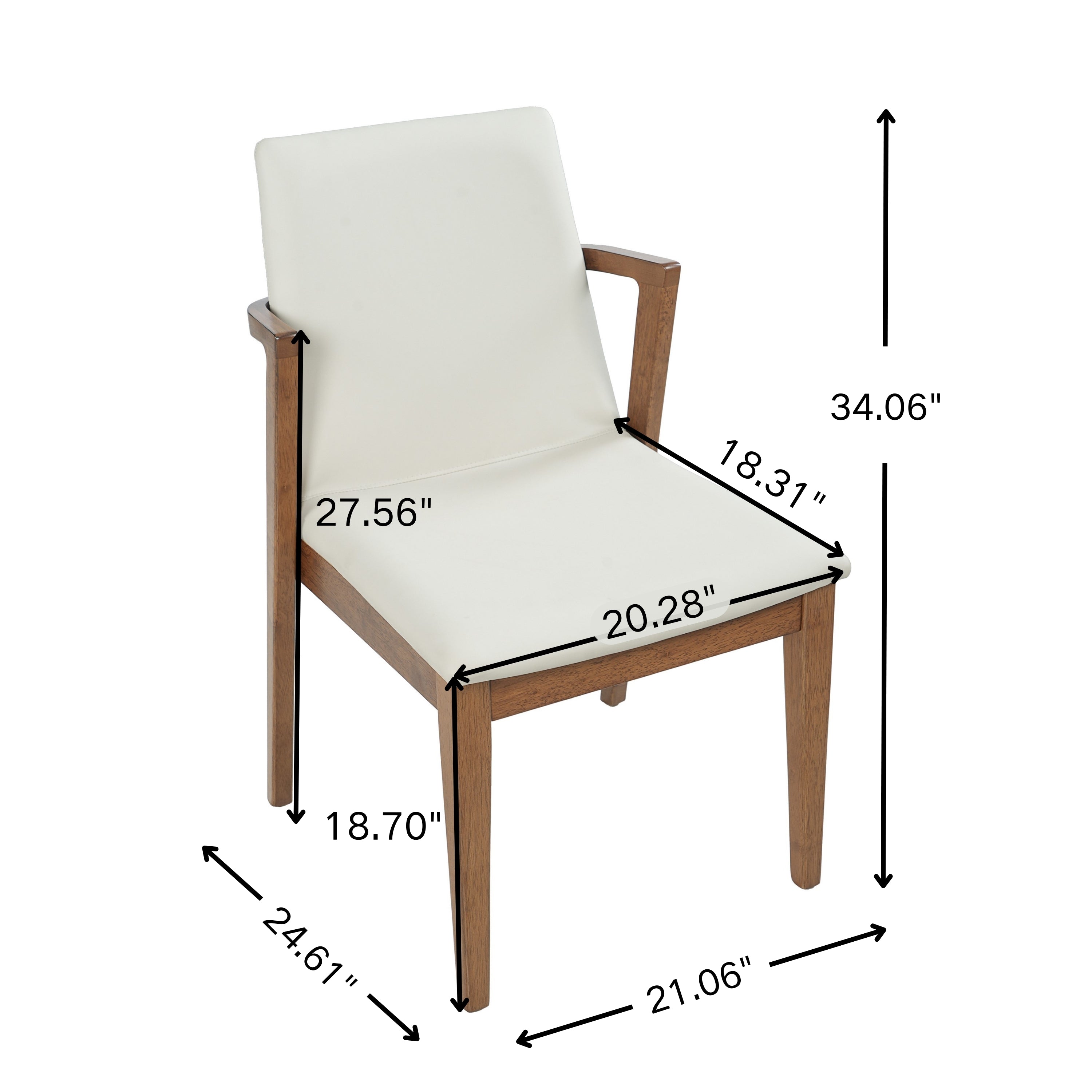 Isar Upholstered Dining Chairs with Solid Rubberwood Arm Frame Set of 2
