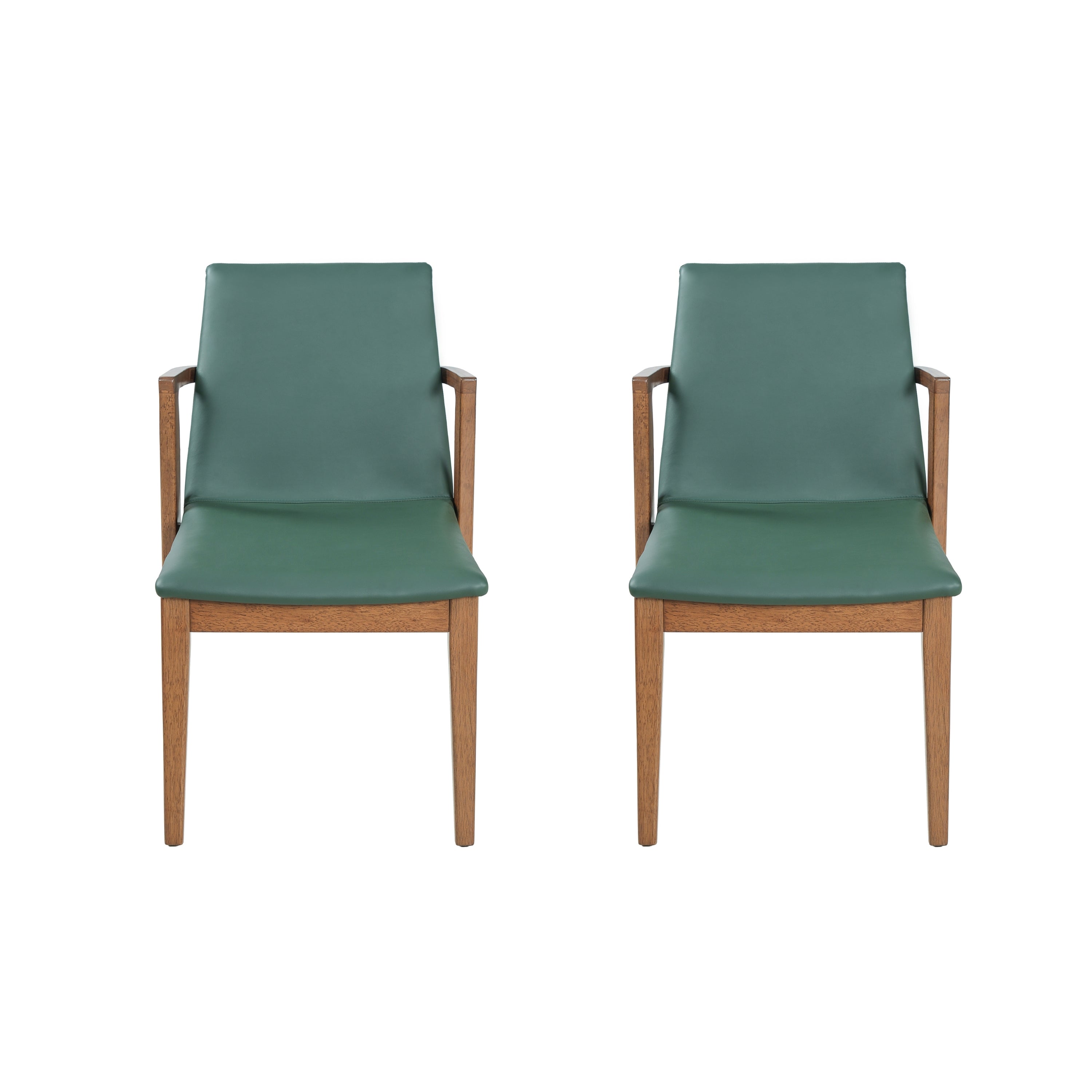 Isar Upholstered Dining Chairs with Solid Rubberwood Arm Frame Set of 2