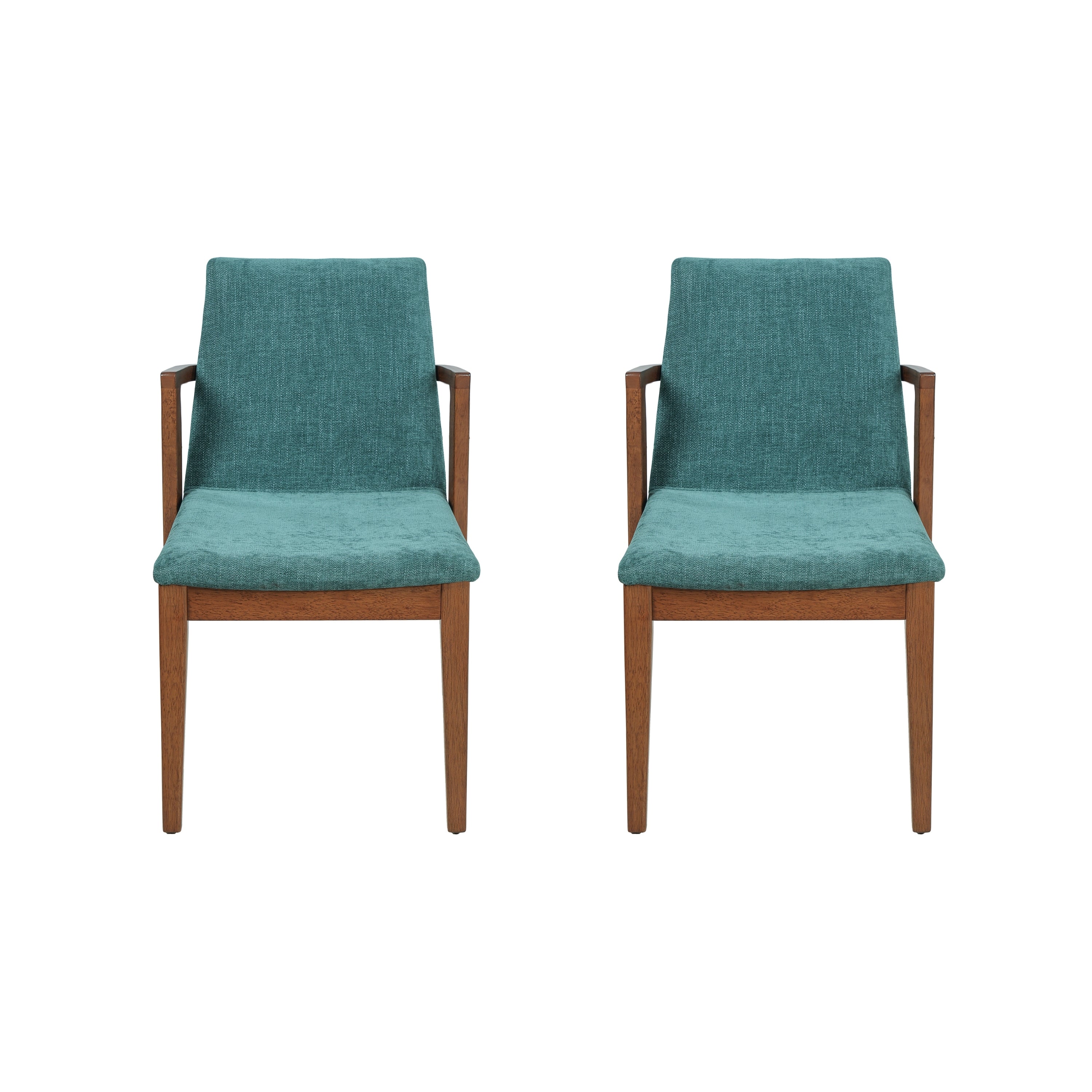 Isar Upholstered Dining Chairs with Solid Rubberwood Arm Frame Set of 2