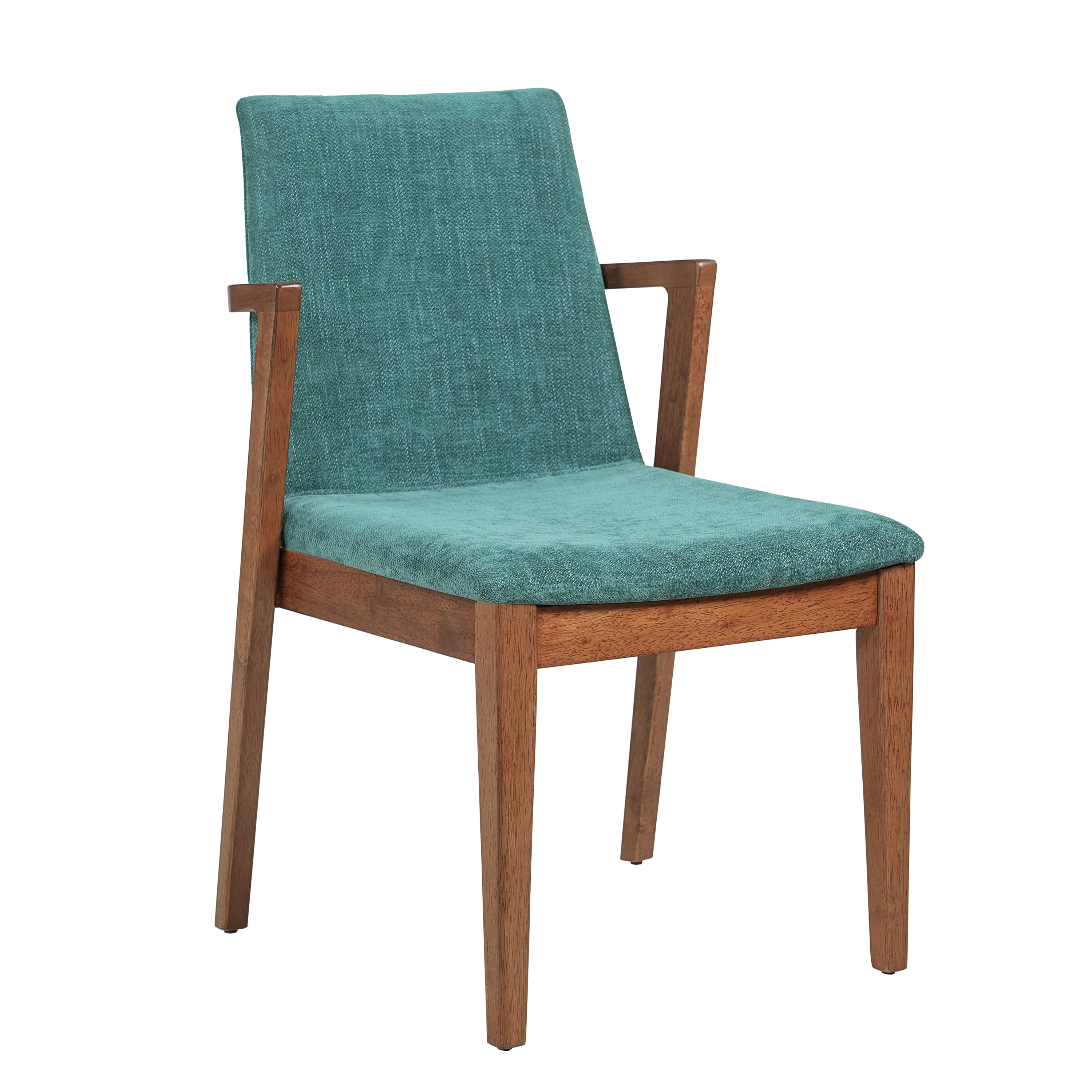 Isar Upholstered Dining Chairs with Solid Rubberwood Arm Frame Set of 2