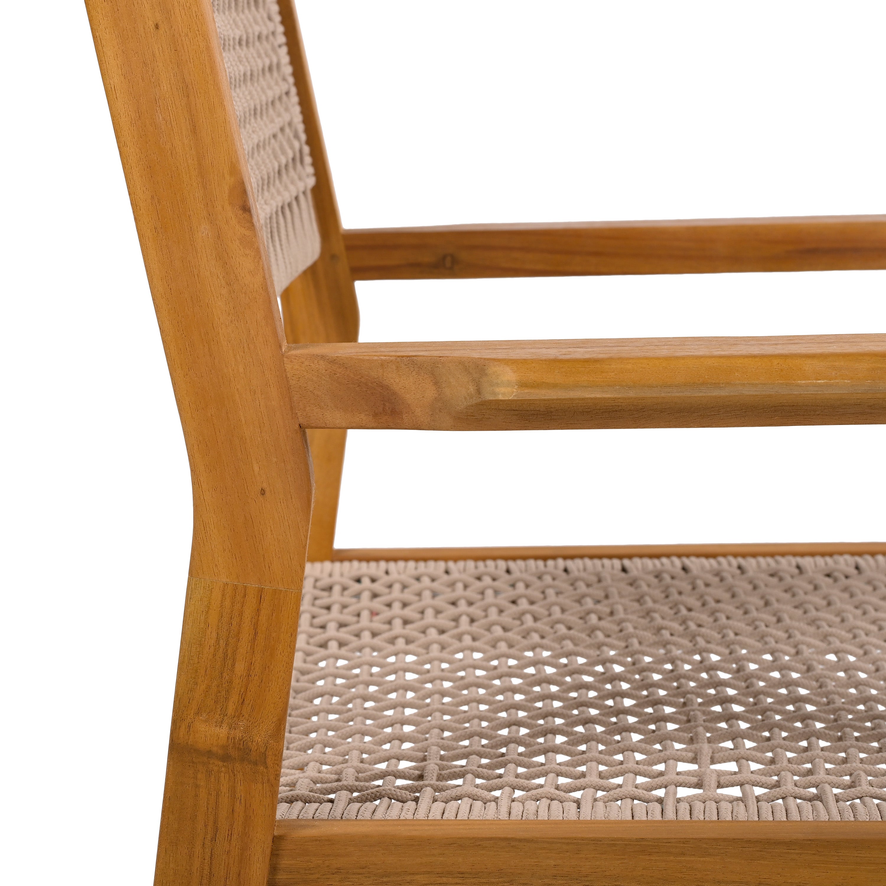 Aare Acacia Wood Dining Chairs with Woven Rope Seats and Arms Set of 2