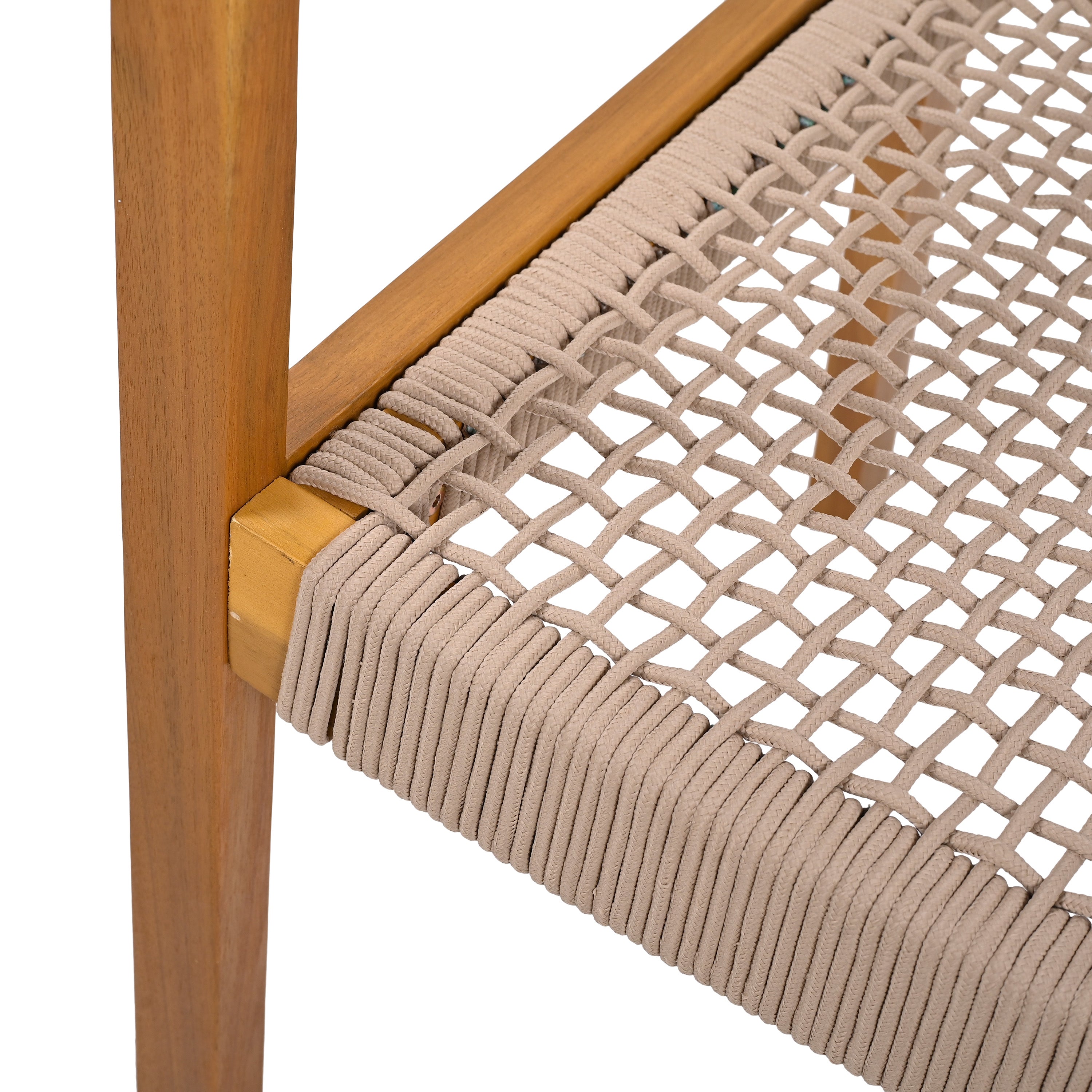 Aare Acacia Wood Dining Chairs with Woven Rope Seats and Arms Set of 2
