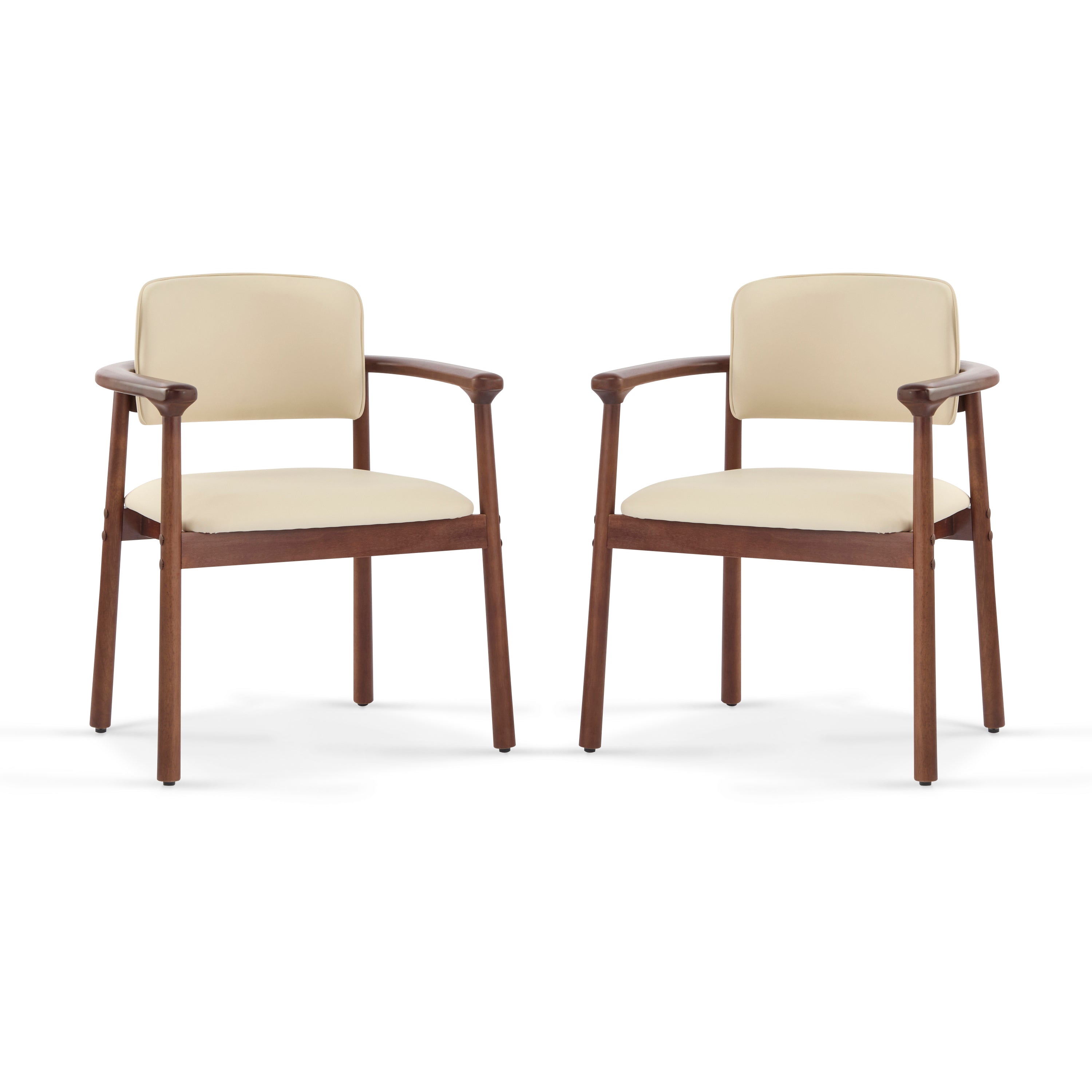 Durance Upholstered Dining Chairs with Curved Rubberwood Arms Set of 2