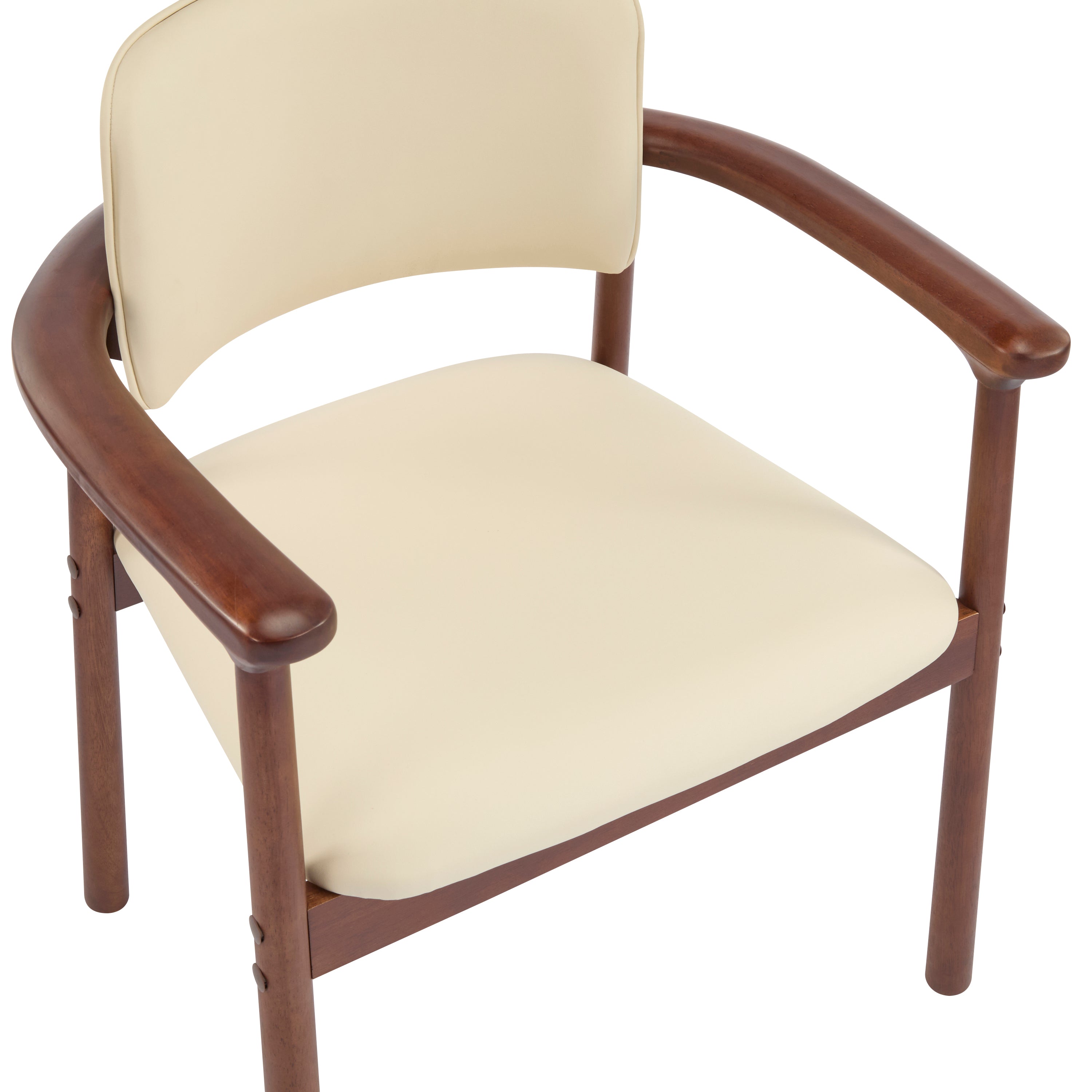 Durance Upholstered Dining Chairs with Curved Rubberwood Arms Set of 2