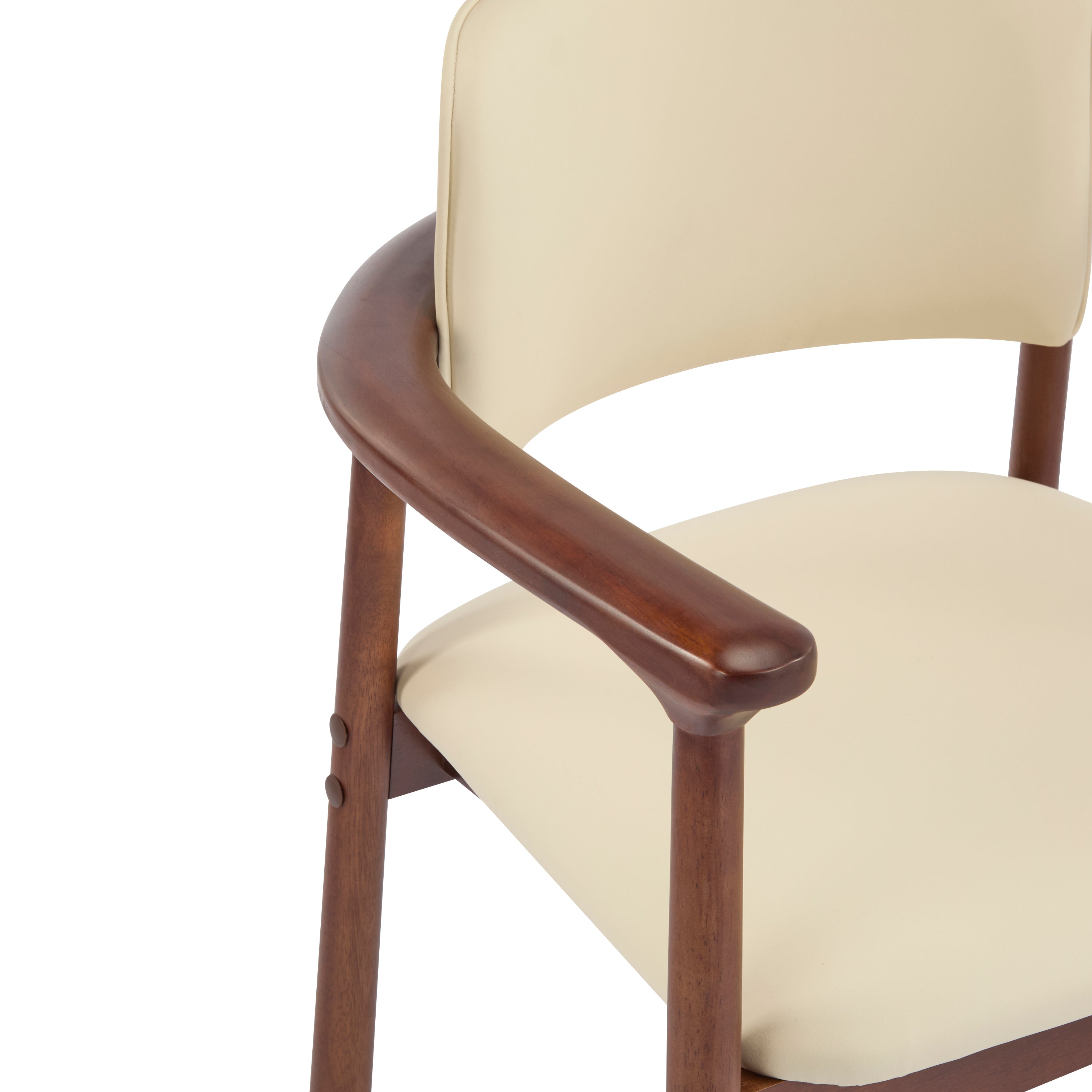 Durance Upholstered Dining Chairs with Curved Rubberwood Arms Set of 2