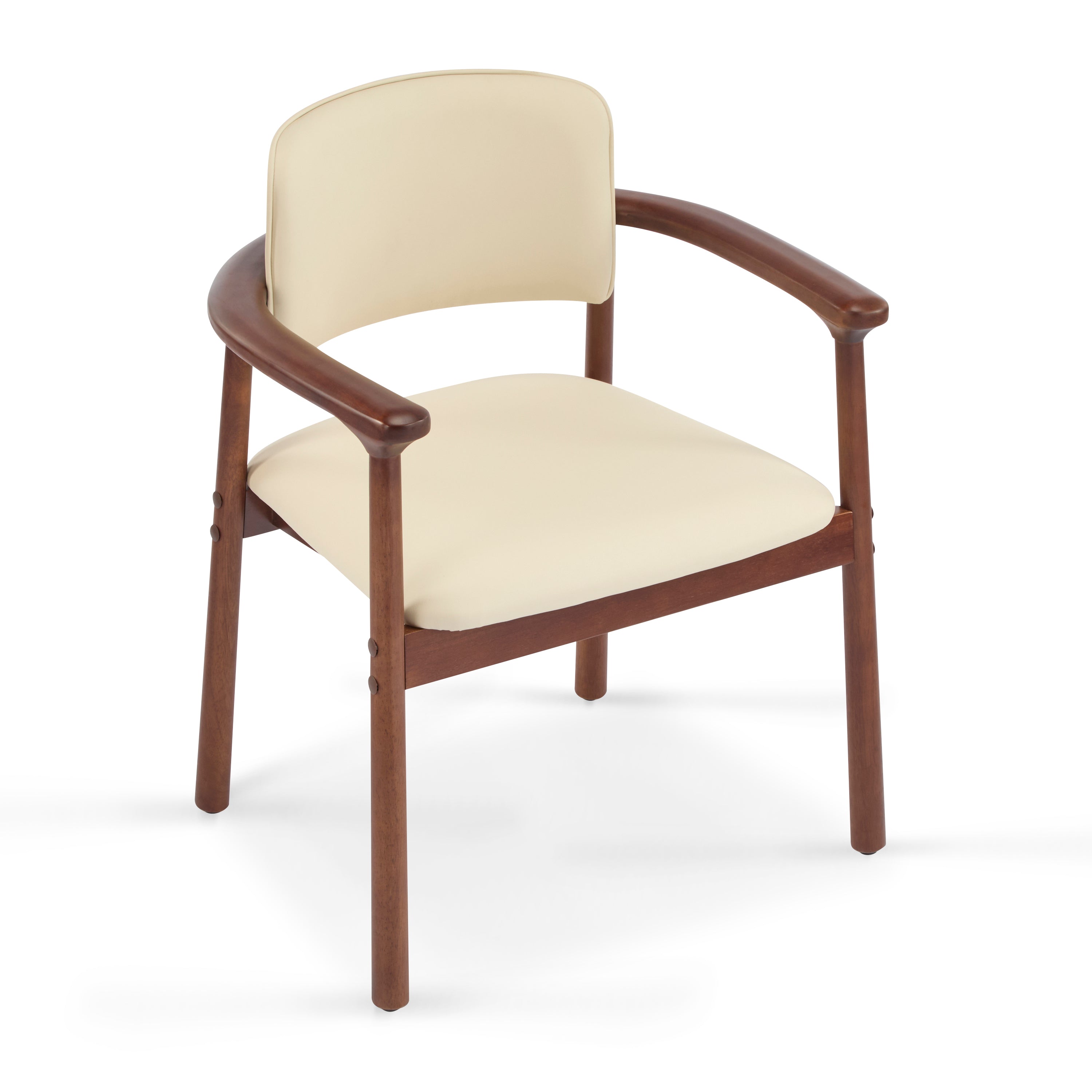 Durance Upholstered Dining Chairs with Curved Rubberwood Arms Set of 2