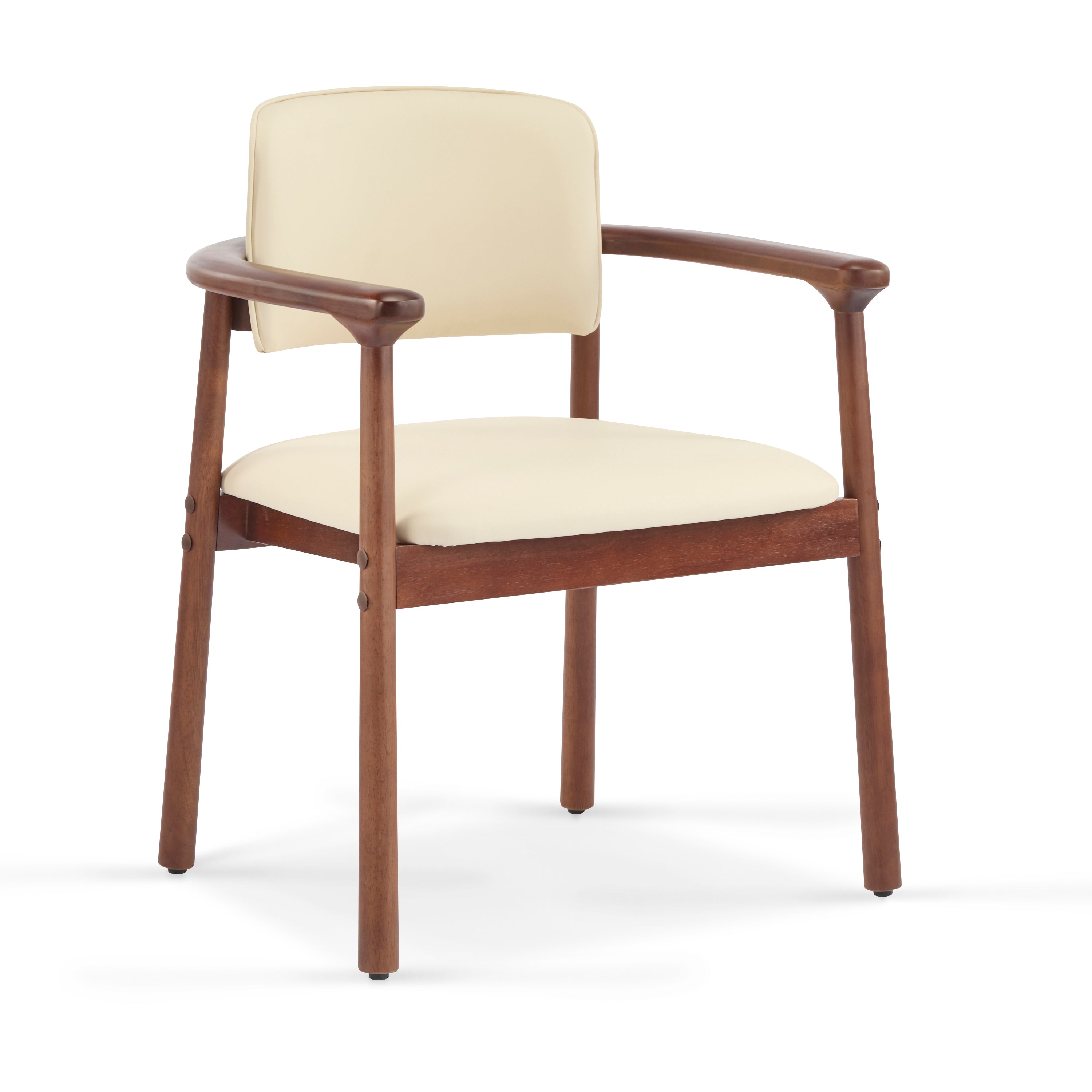 Durance Upholstered Dining Chairs with Curved Rubberwood Arms Set of 2
