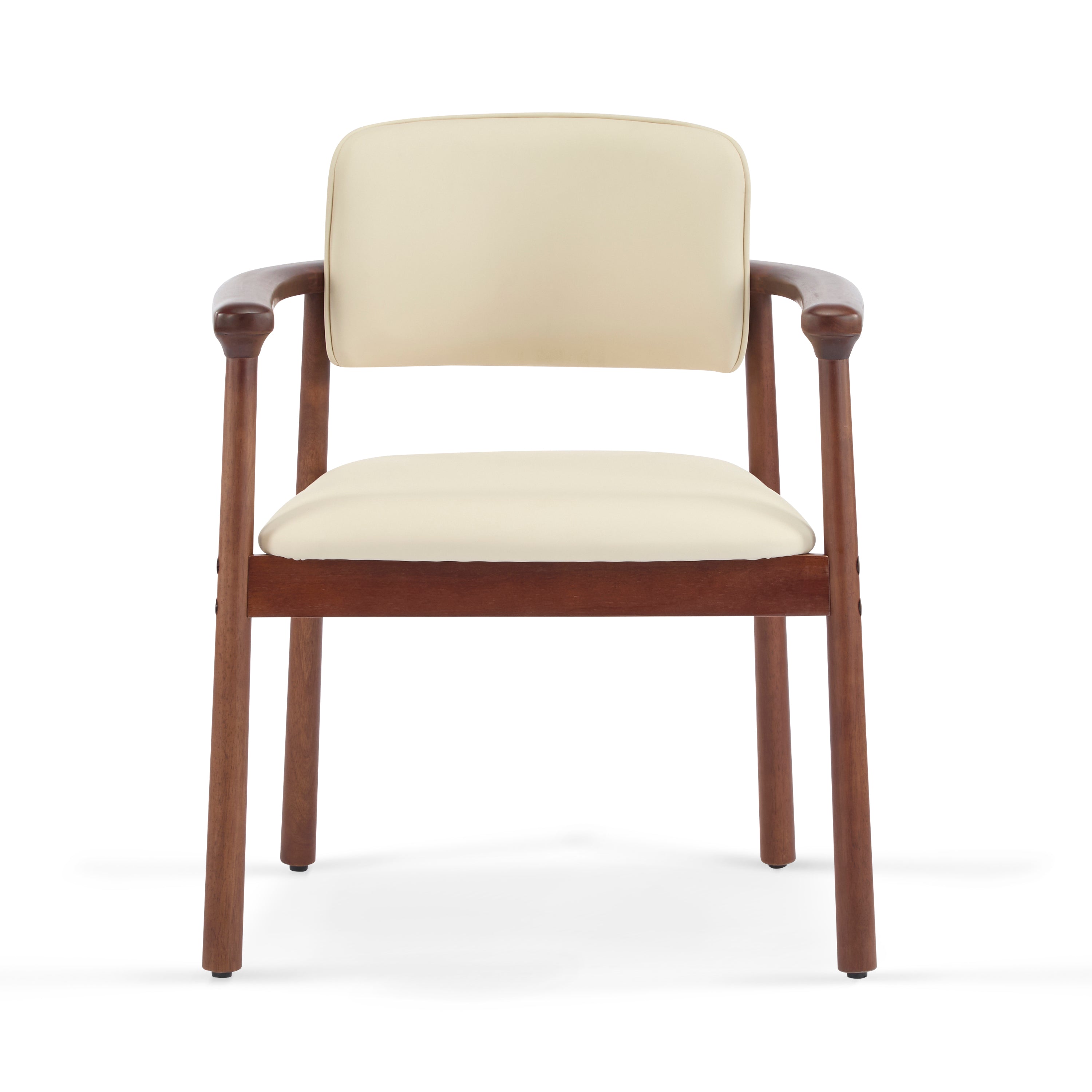 Durance Upholstered Dining Chairs with Curved Rubberwood Arms Set of 2