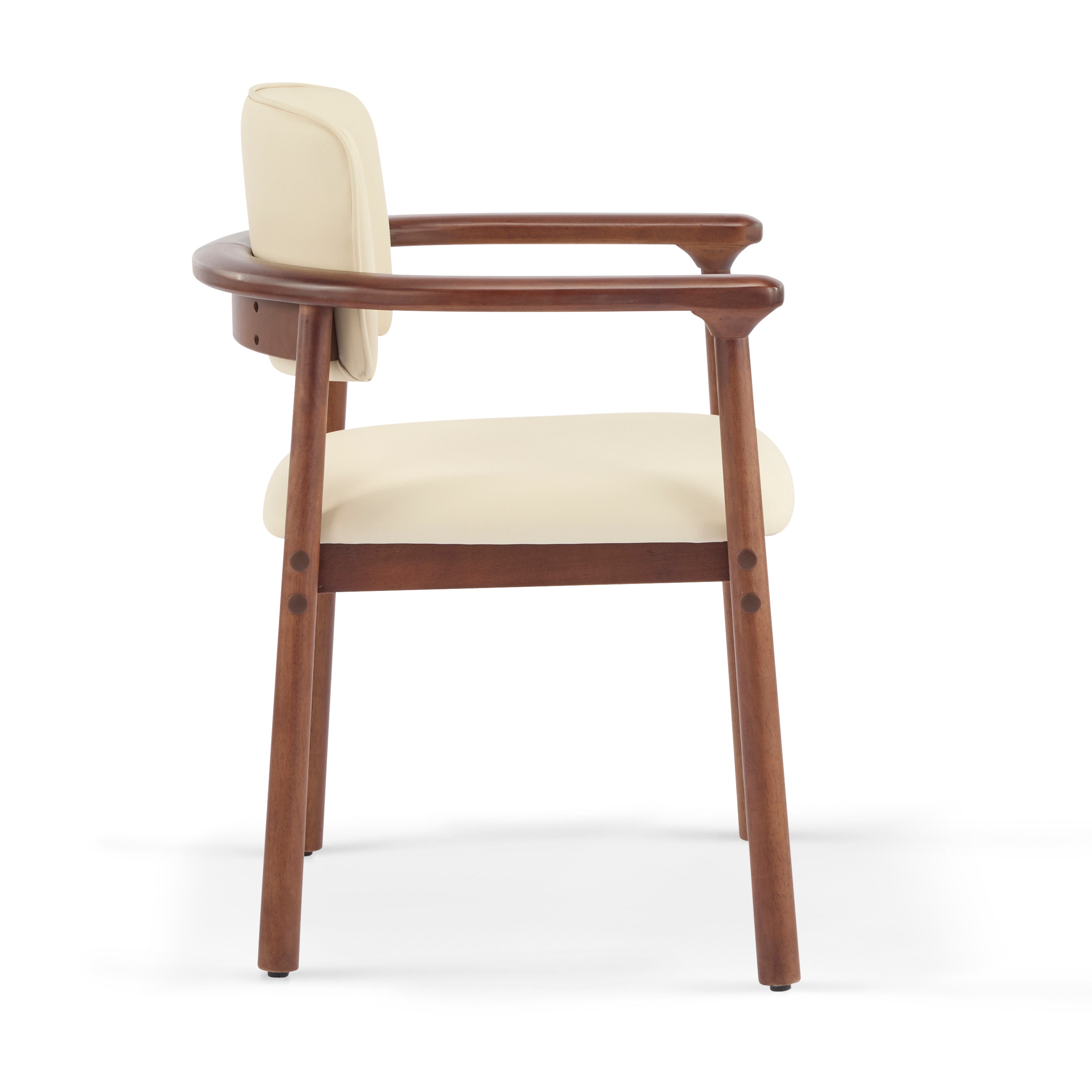 Durance Upholstered Dining Chairs with Curved Rubberwood Arms Set of 2