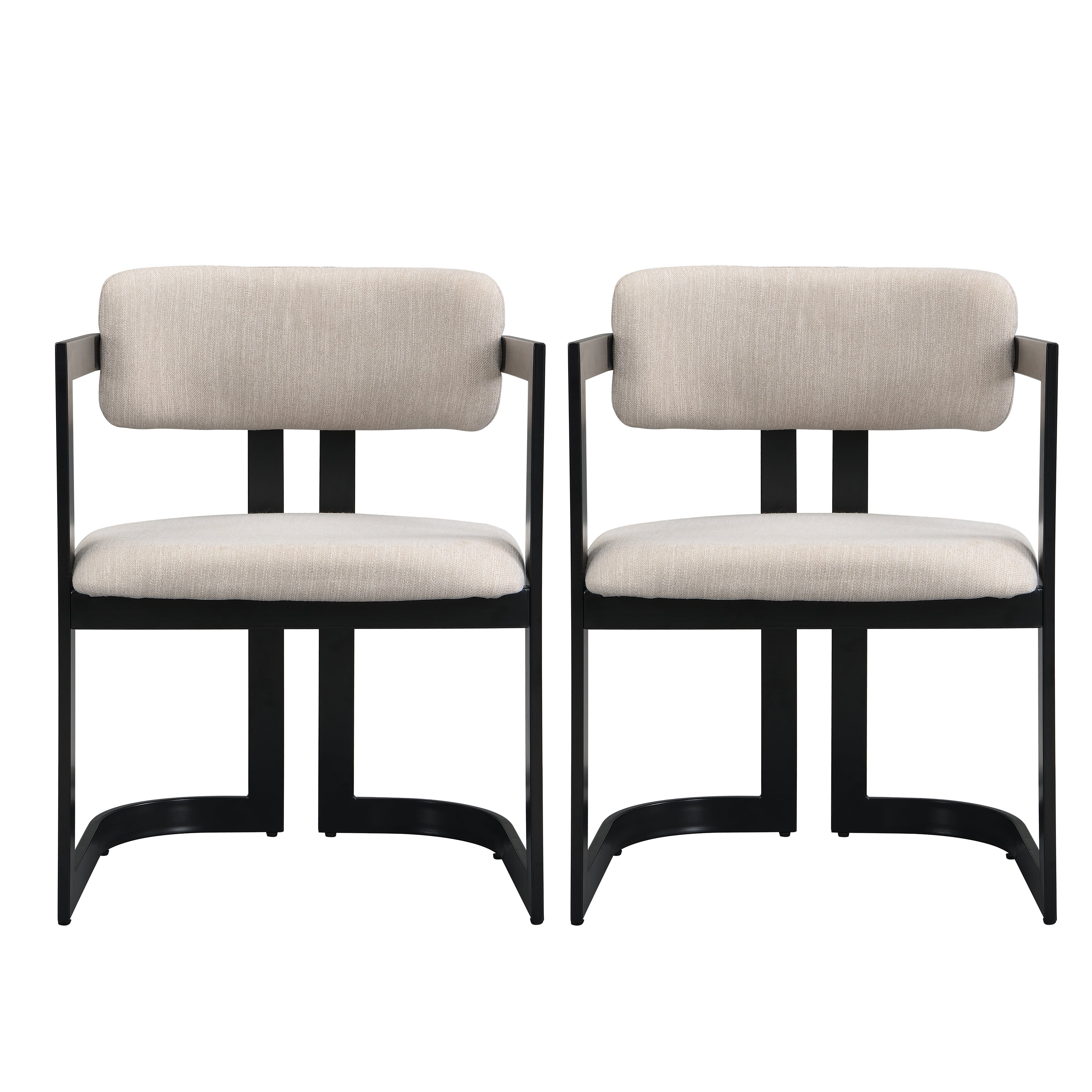 Morava Upholstered Metal Dining Armchairs with Half-Round Base Set of 2