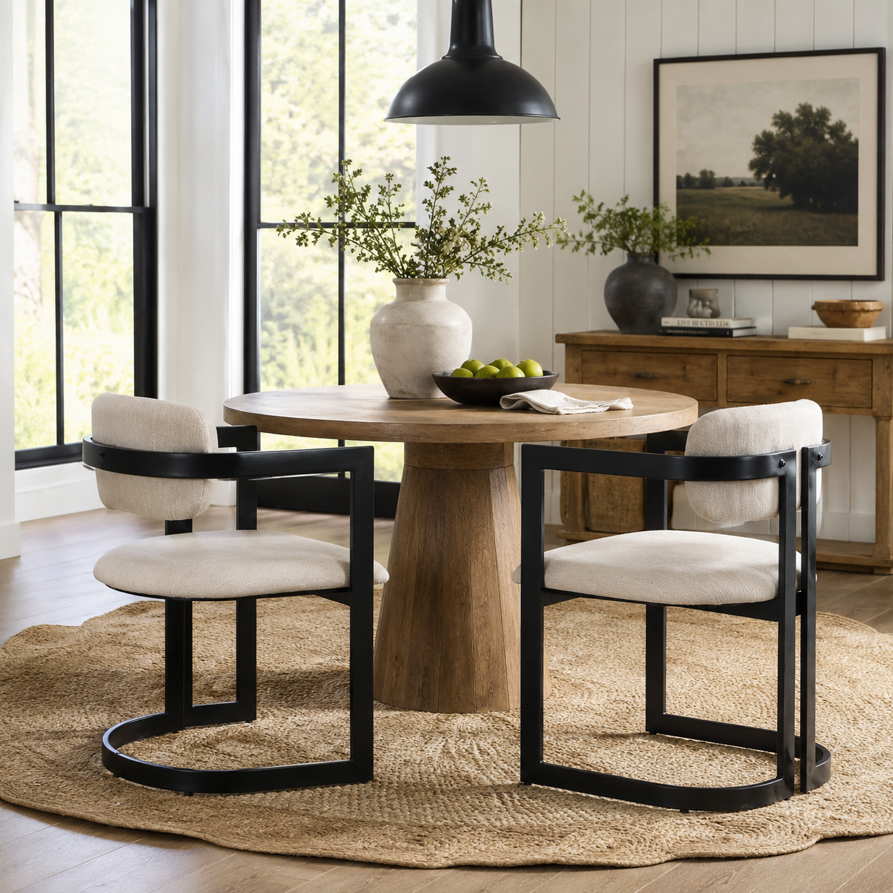Morava Upholstered Metal Dining Armchairs with Half-Round Base Set of 2
