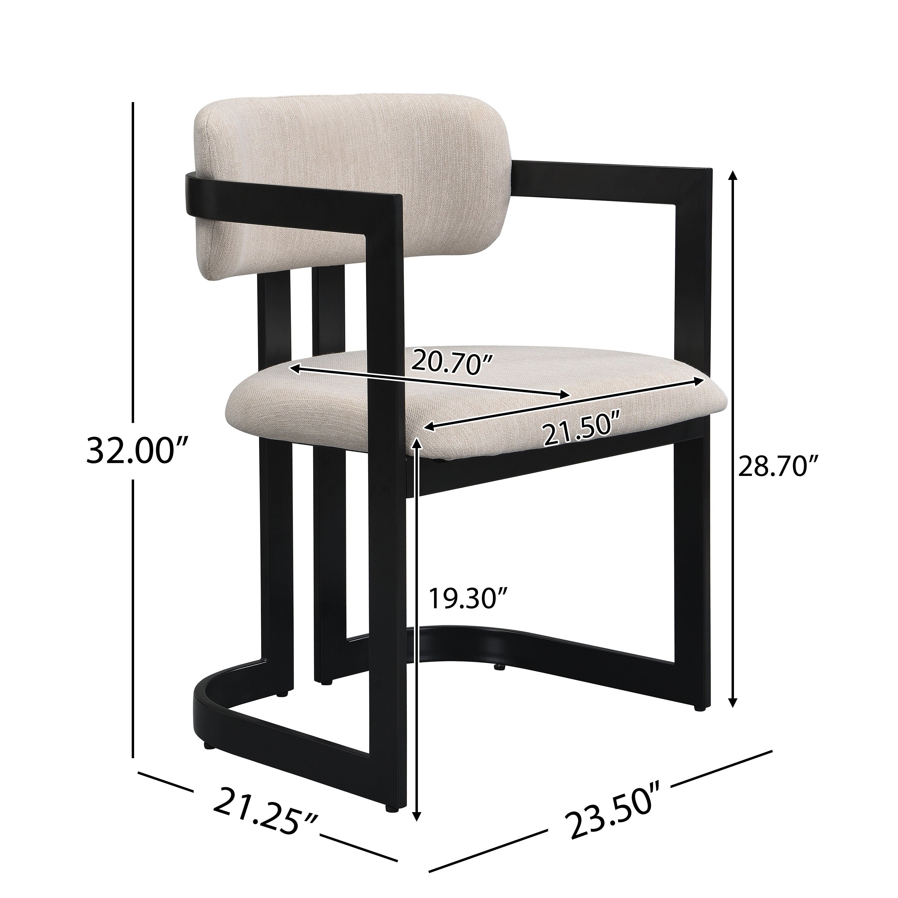 Morava Upholstered Metal Dining Armchairs with Half-Round Base Set of 2
