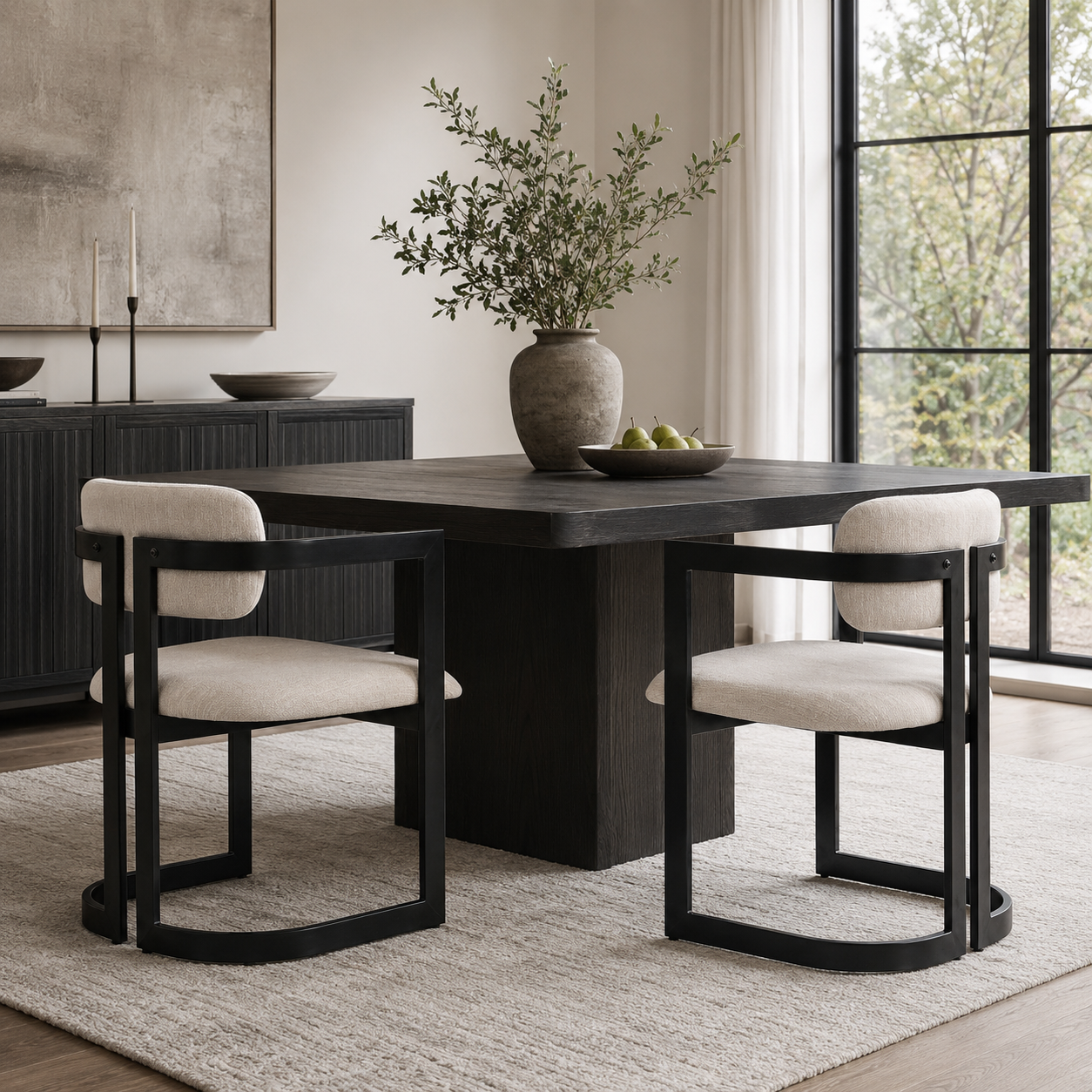 Morava Upholstered Metal Dining Armchairs with Half-Round Base Set of 2