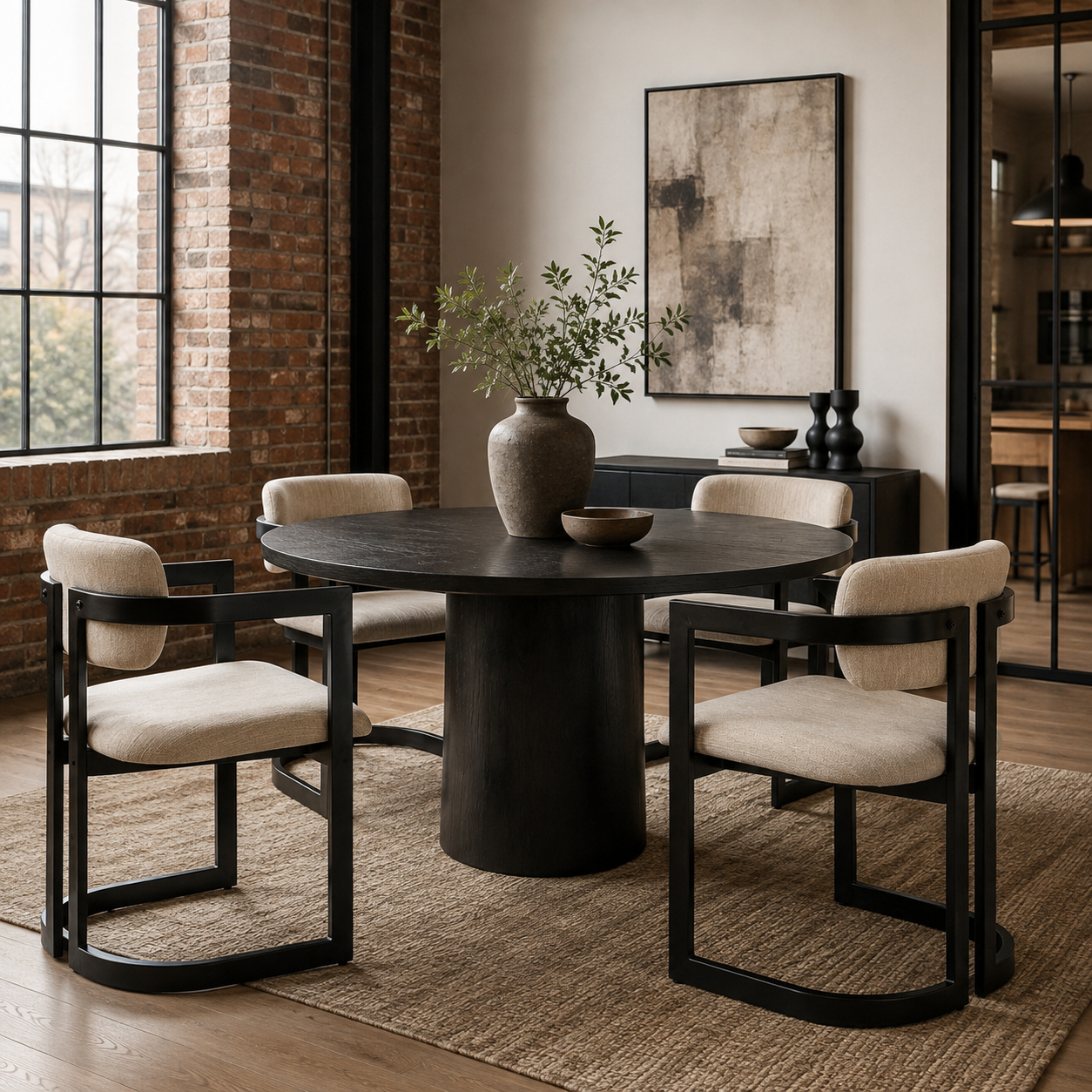 Morava Upholstered Metal Dining Armchairs with Half-Round Base Set of 2