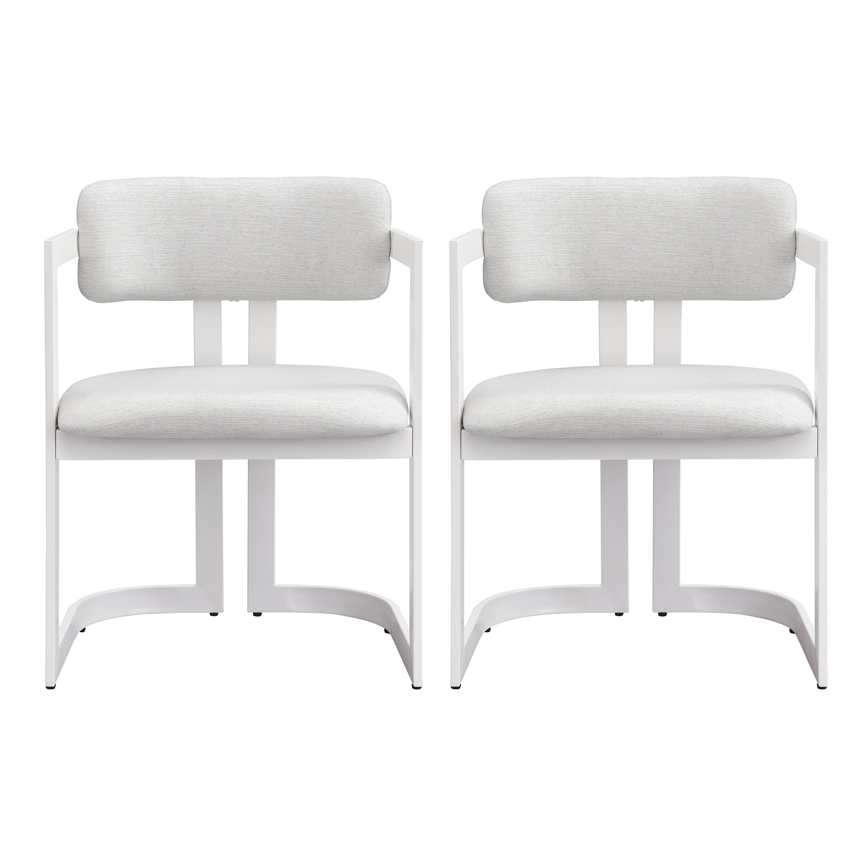 Morava Upholstered Metal Dining Armchairs with Half-Round Base Set of 2