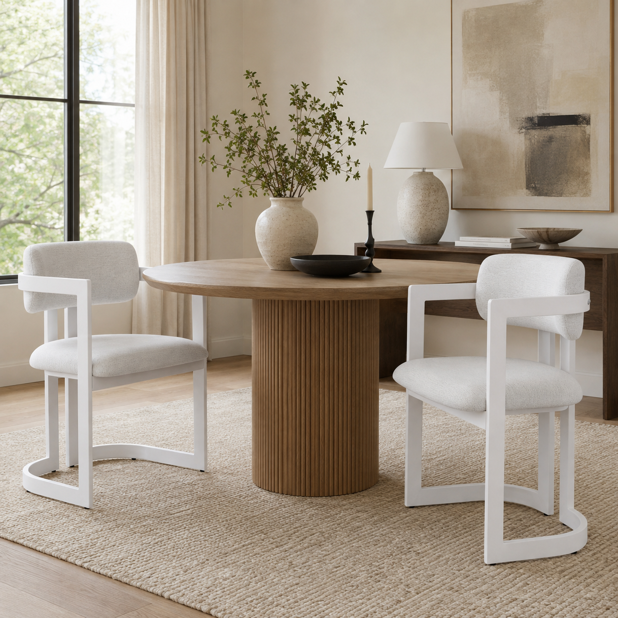 Morava Upholstered Metal Dining Armchairs with Half-Round Base Set of 2