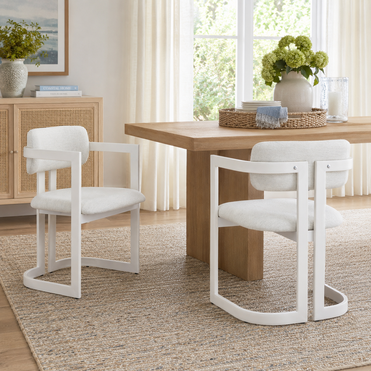 Morava Upholstered Metal Dining Armchairs with Half-Round Base Set of 2