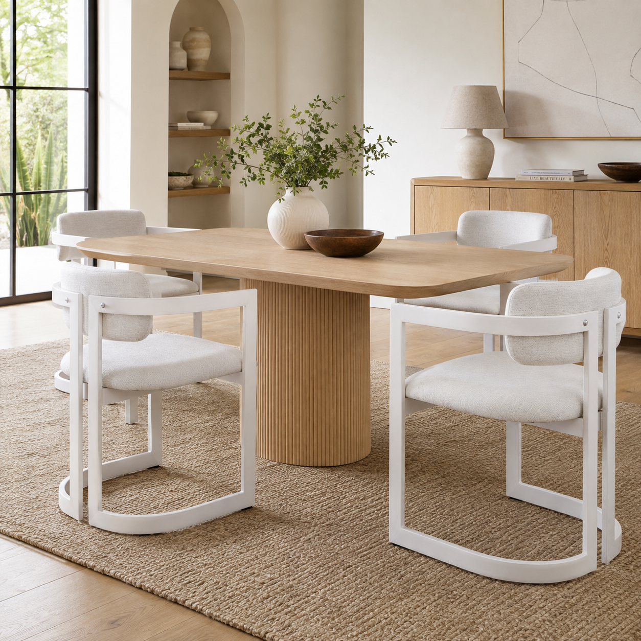 Morava Upholstered Metal Dining Armchairs with Half-Round Base Set of 2
