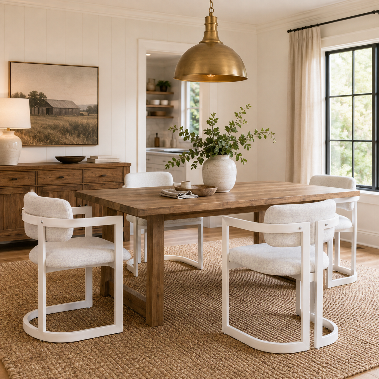 Morava Upholstered Metal Dining Armchairs with Half-Round Base Set of 2