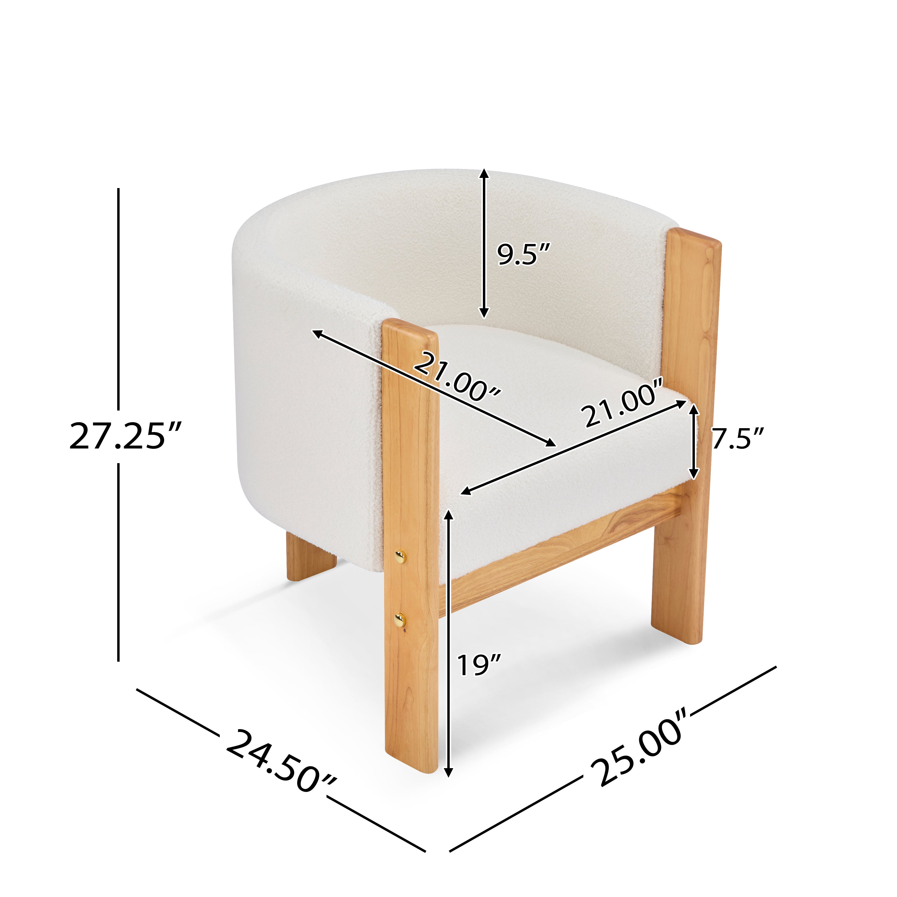 Soca Boucle Upholstered Dining Armchairs with Solid Rubberwood Post Frame Set of 2