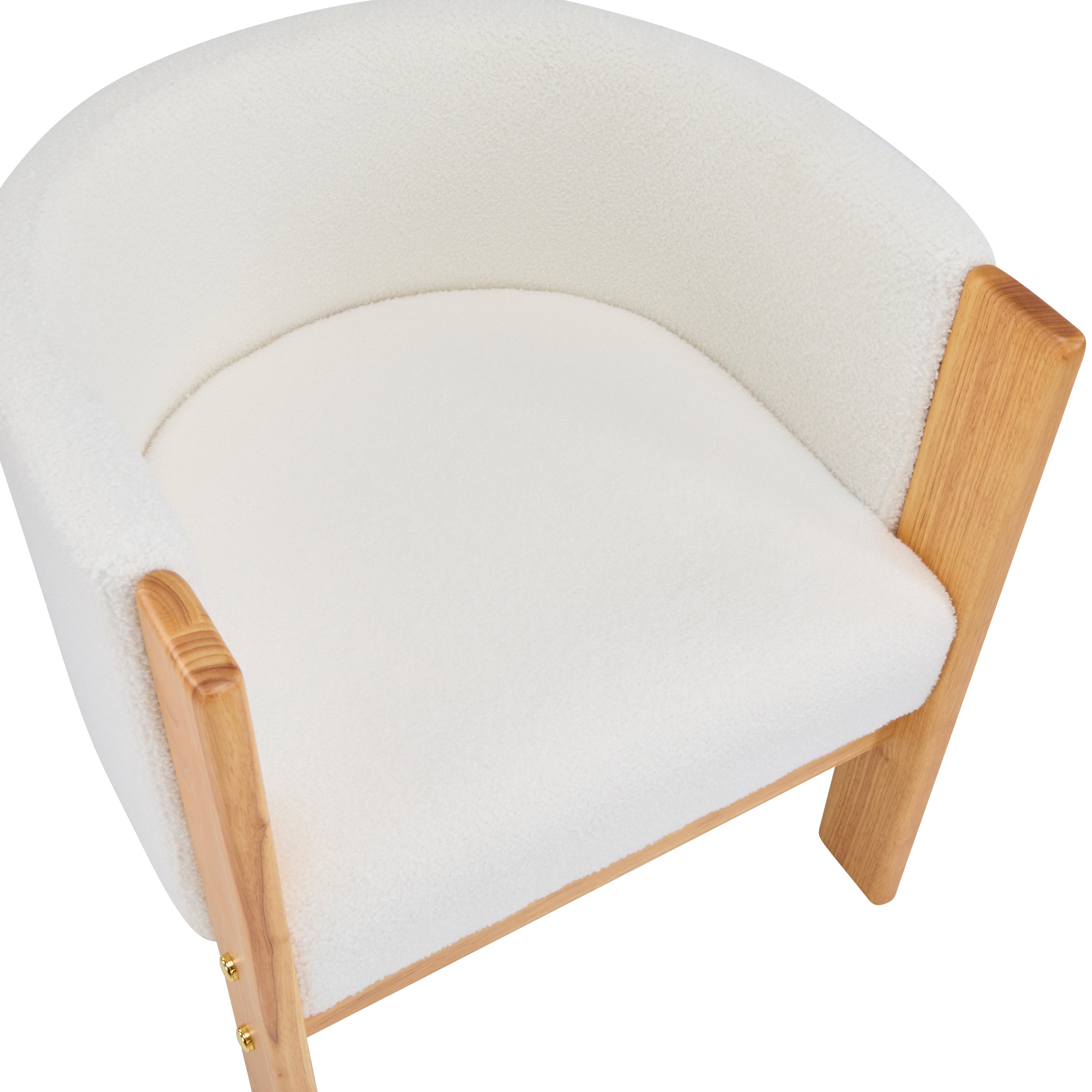 Soca Boucle Upholstered Dining Armchairs with Solid Rubberwood Post Frame Set of 2