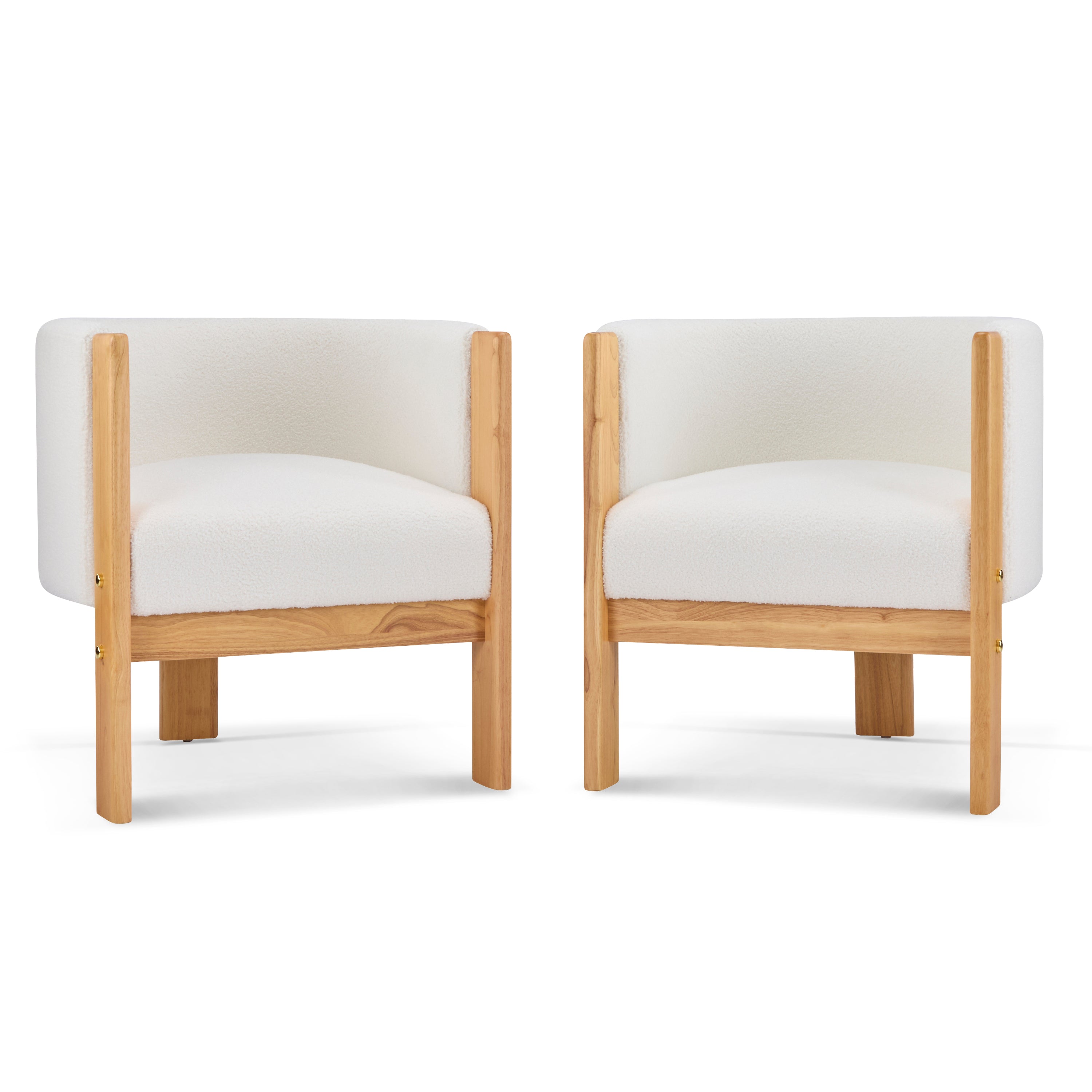 Soca Boucle Upholstered Dining Armchairs with Solid Rubberwood Post Frame Set of 2