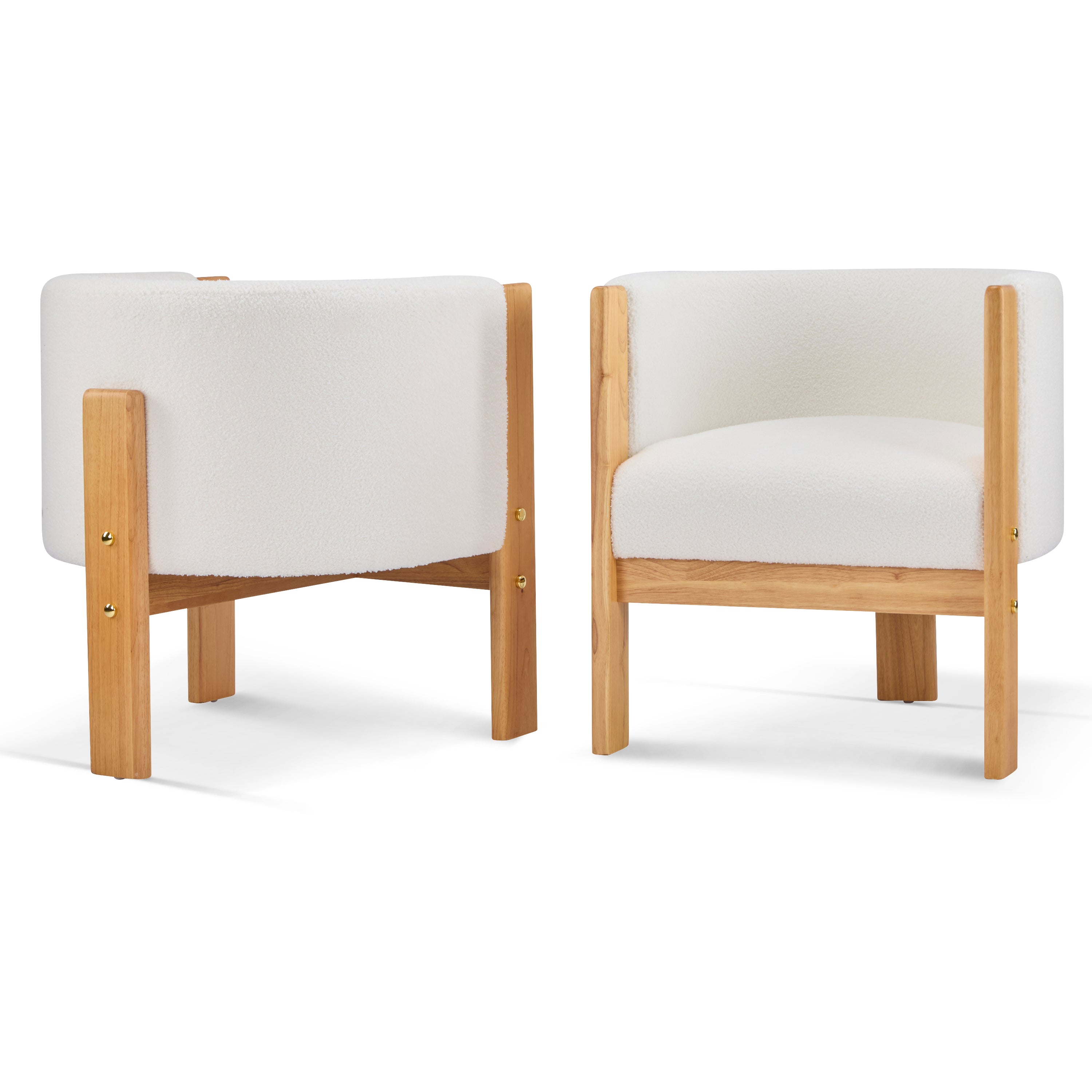Soca Boucle Upholstered Dining Armchairs with Solid Rubberwood Post Frame Set of 2