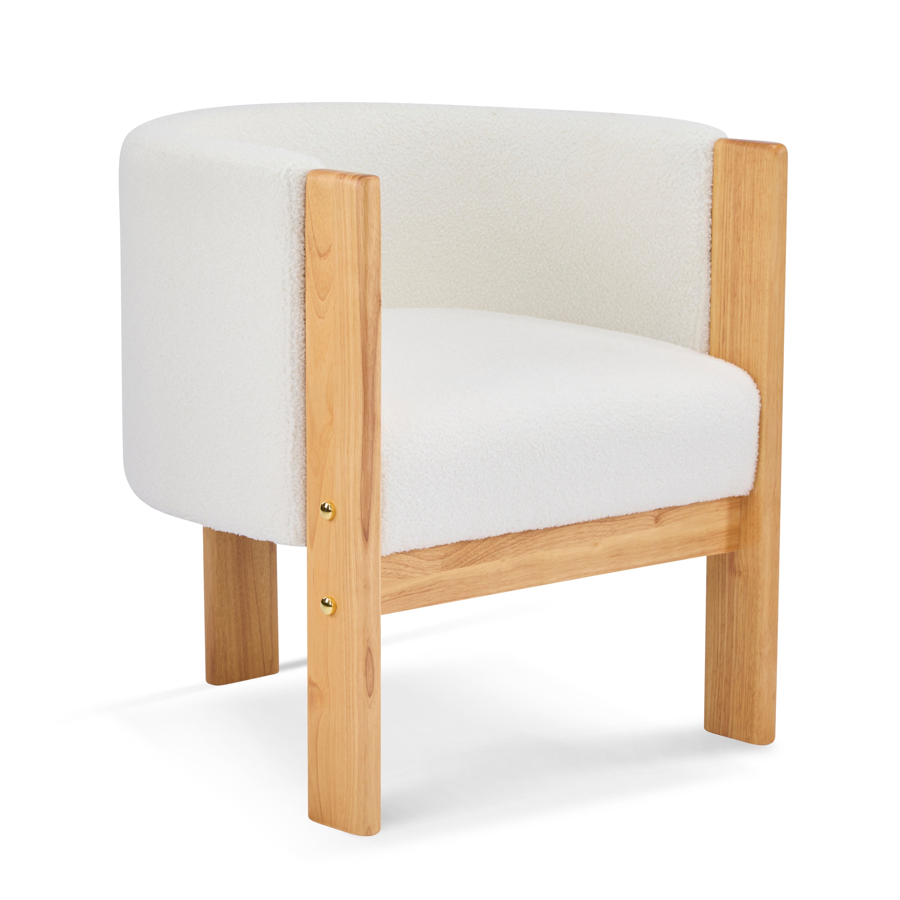 Soca Boucle Upholstered Dining Armchairs with Solid Rubberwood Post Frame Set of 2