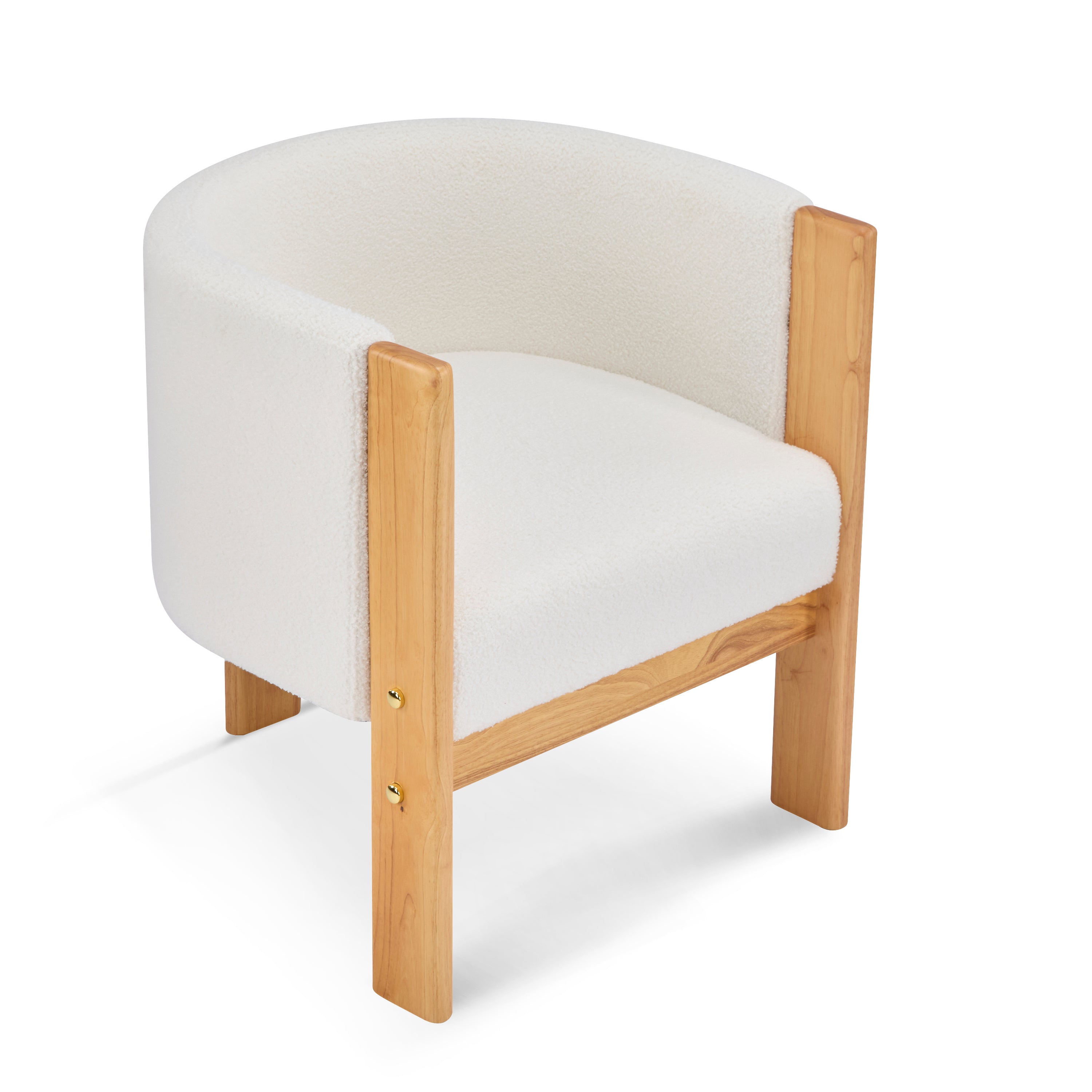 Soca Boucle Upholstered Dining Armchairs with Solid Rubberwood Post Frame Set of 2